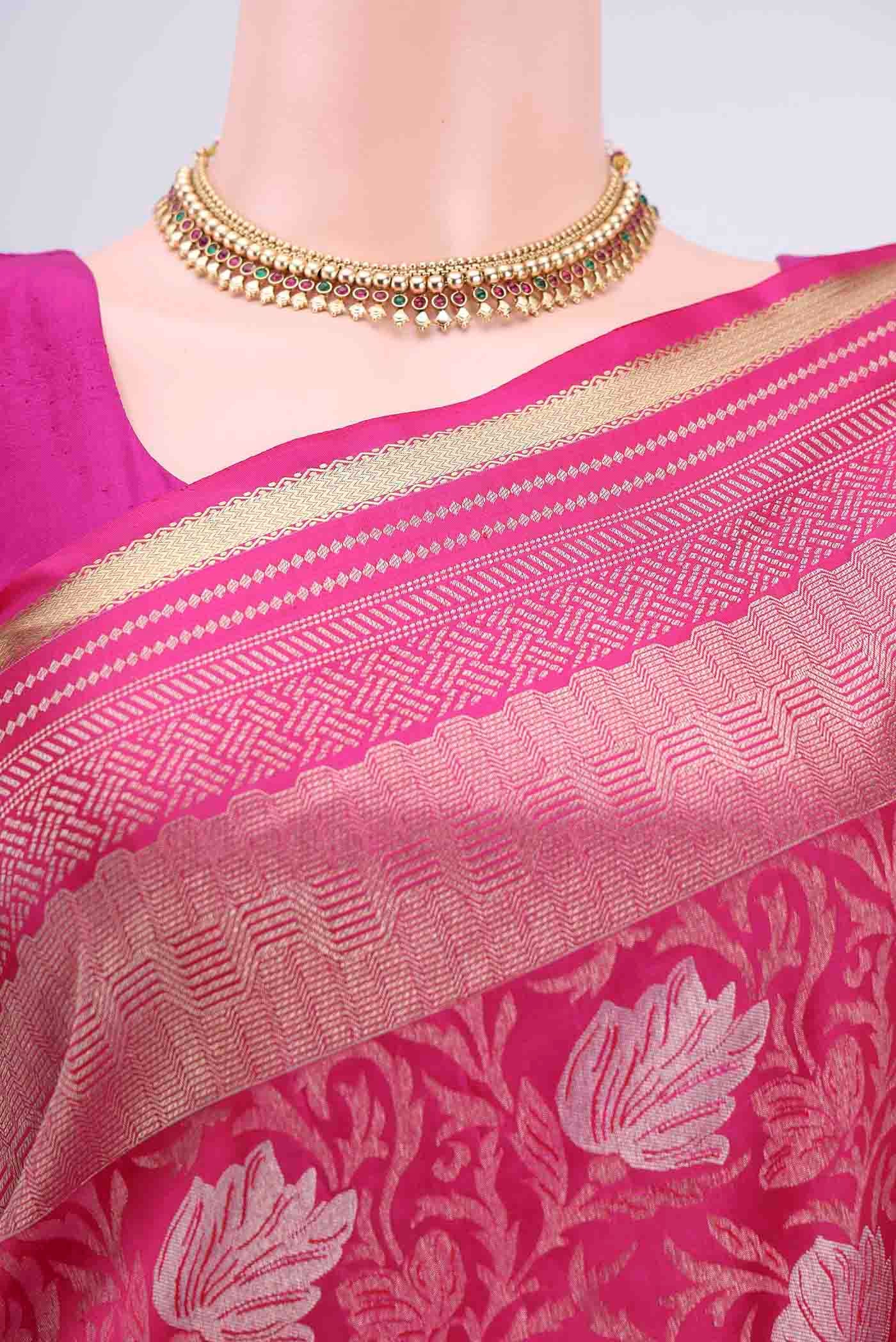 Rani Pink Soft Silk Saree - Image 2