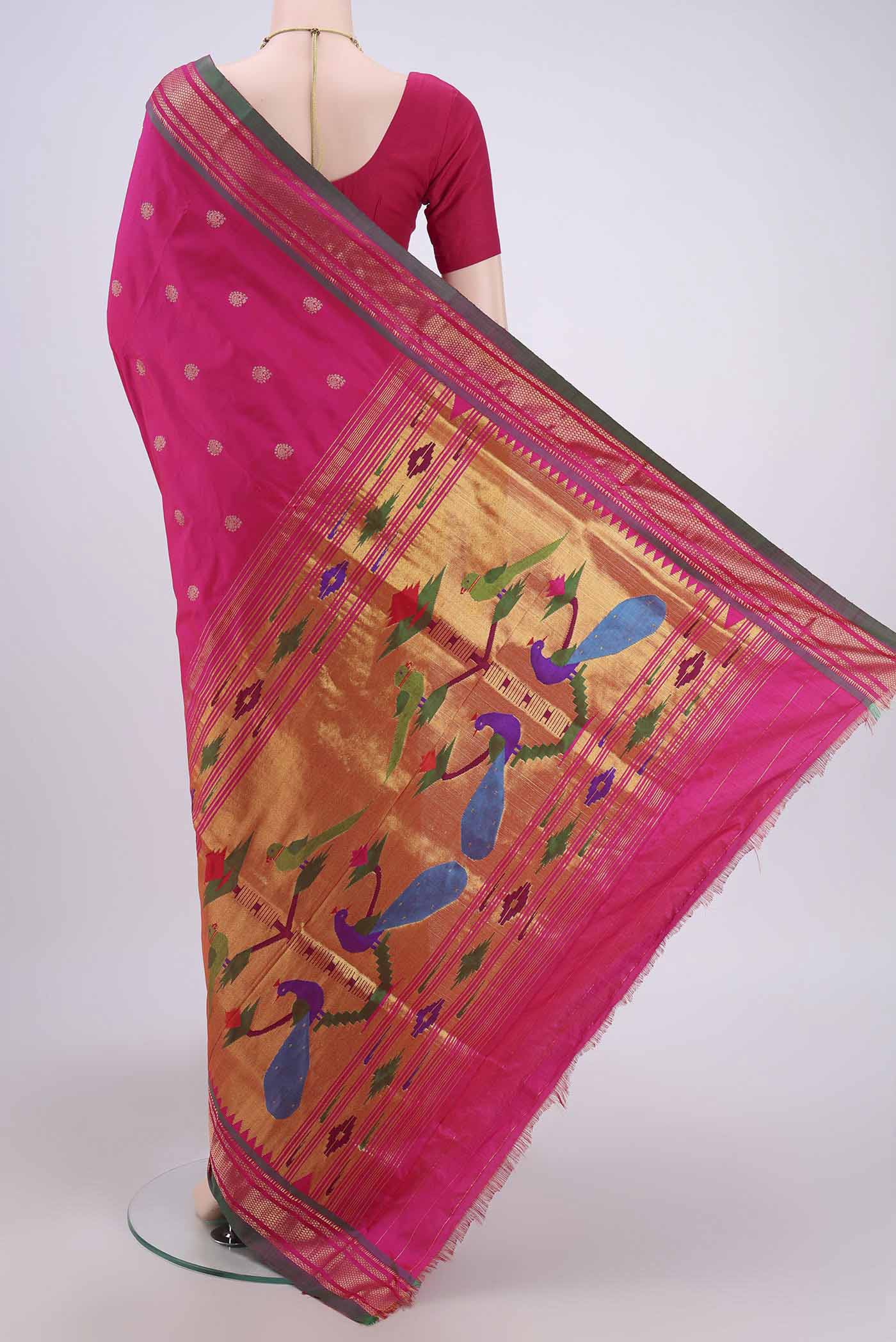 Pink Paithani Silk Saree - Image 3