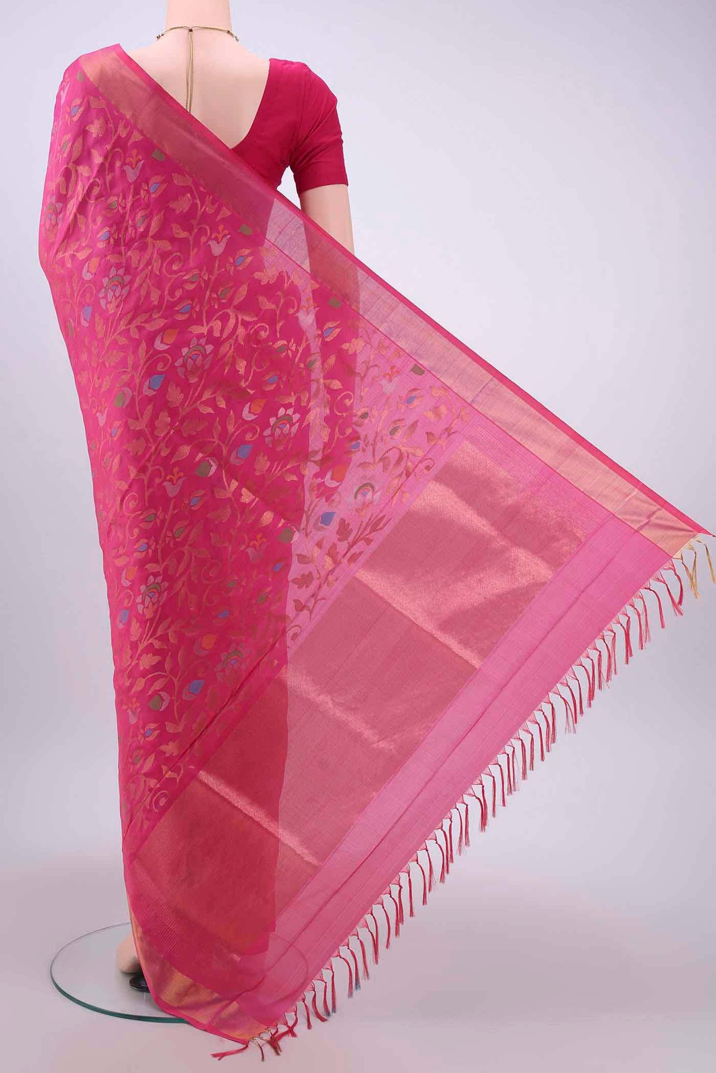 Rani Pink Uppada Silk Saree - Image 3