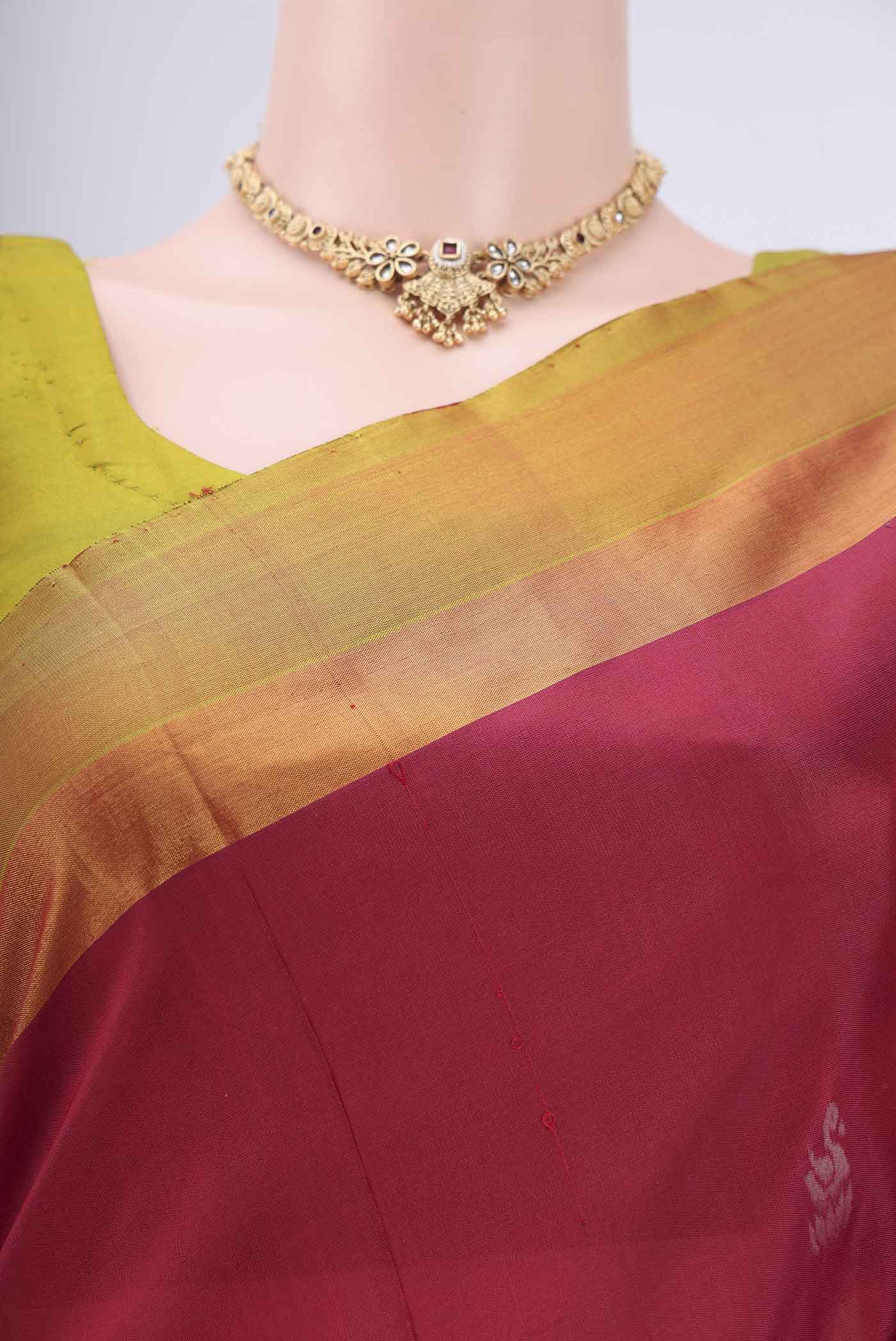 Maroon Uppada Silk Saree - Image 2