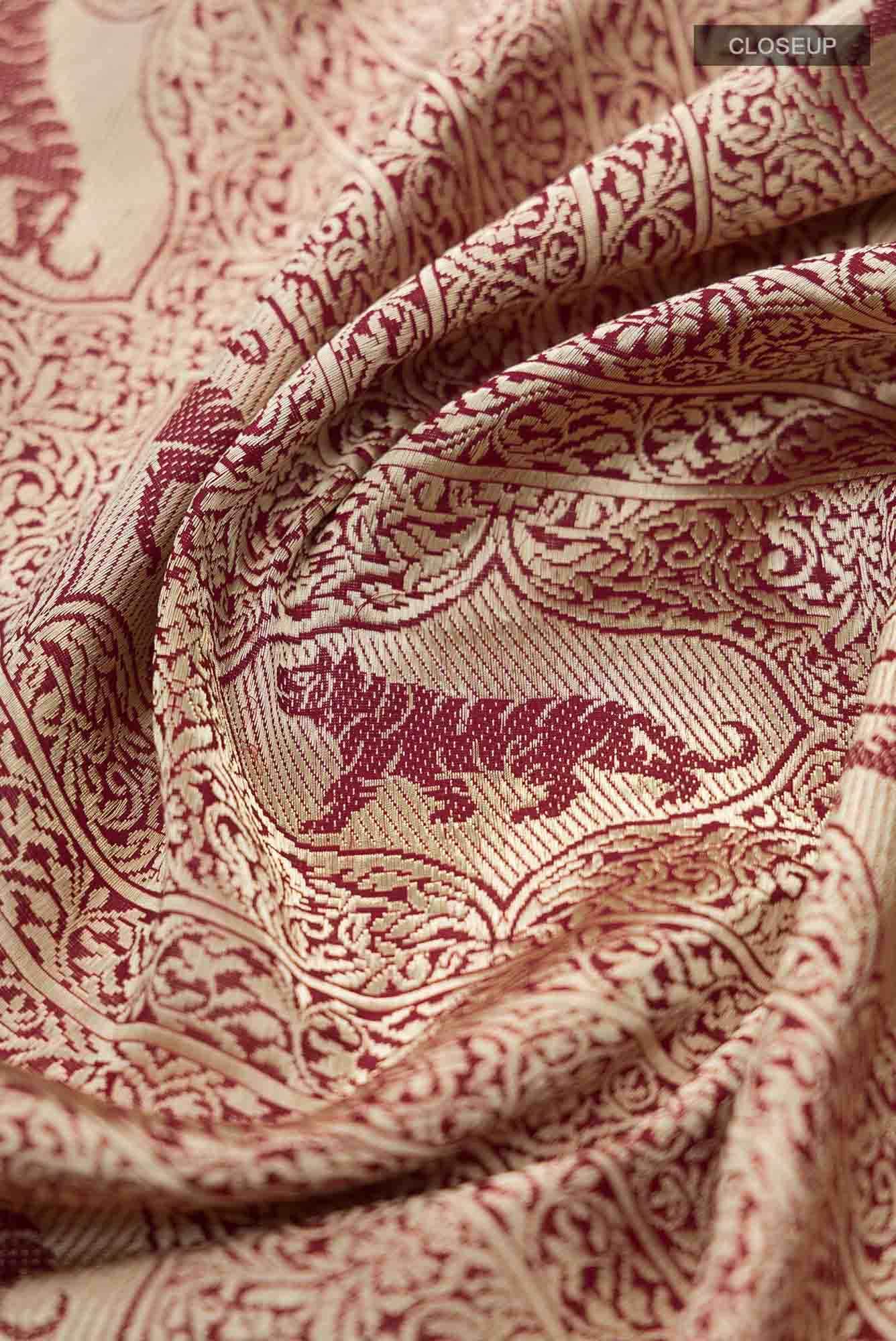 Ranthambore-Maroon Banarasi Silk Saree - Image 4