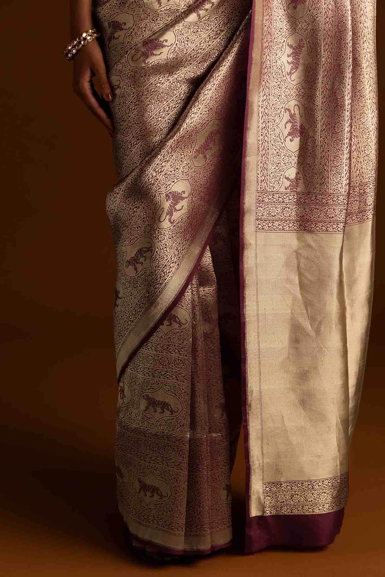 Ranthambore-Maroon Banarasi Silk Saree - Image 5
