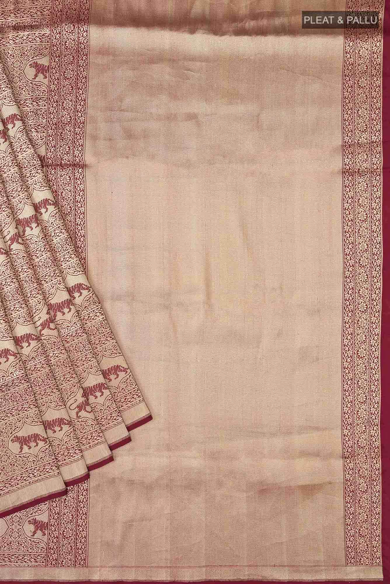 Ranthambore-Maroon Banarasi Silk Saree - Image 9