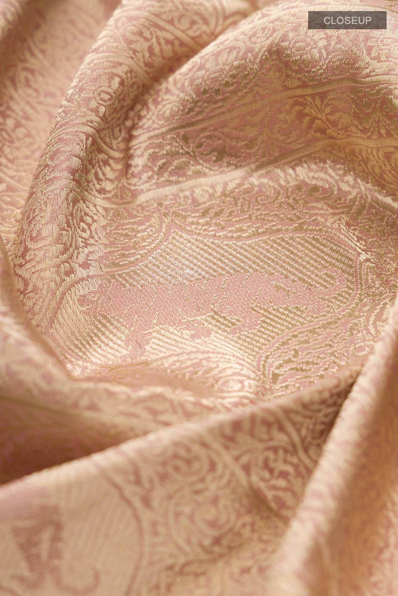 Ranthambore-Rose Gold Banarasi Silk Saree - Image 3