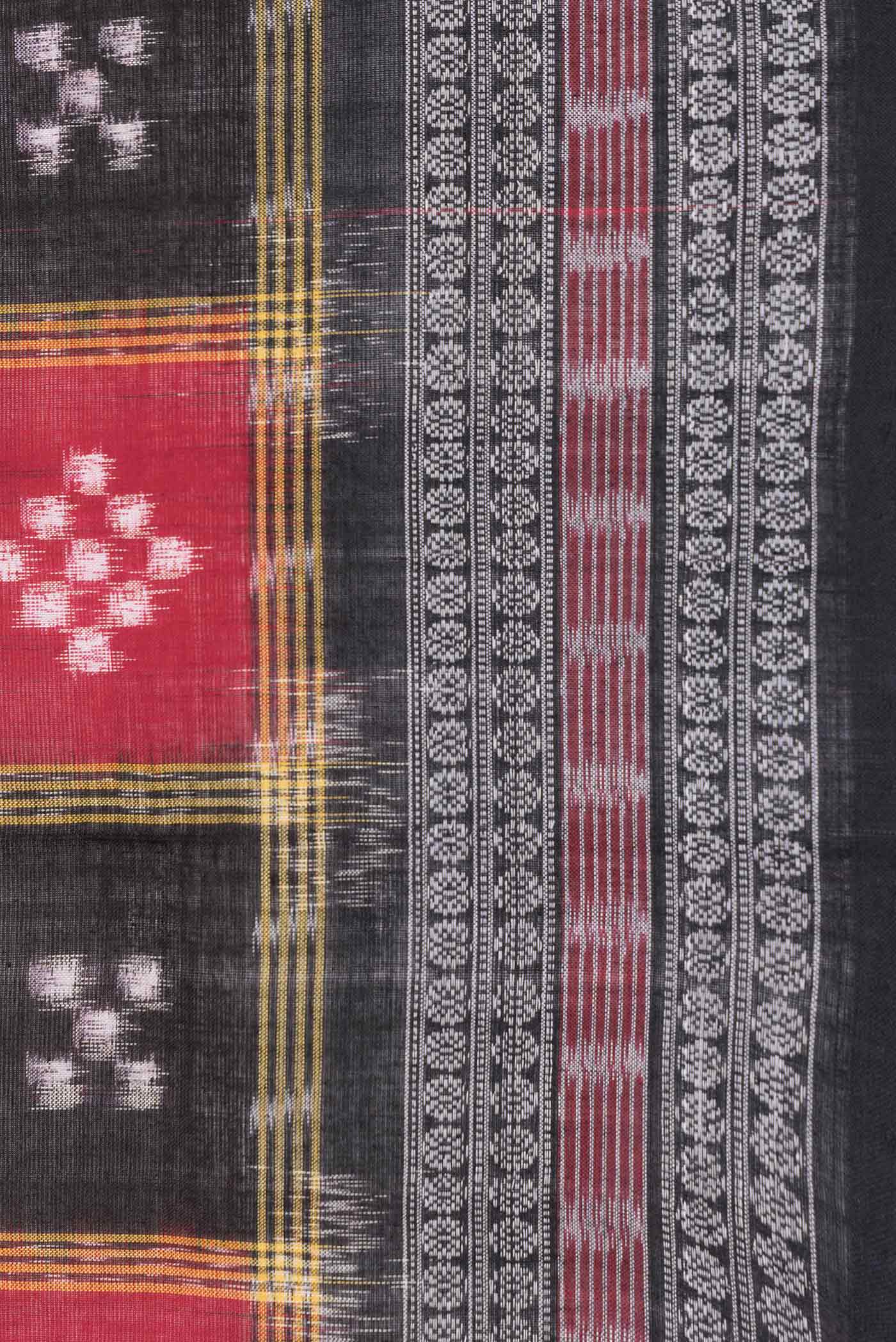 Red and Black Color Double Ikat Saree - Image 3