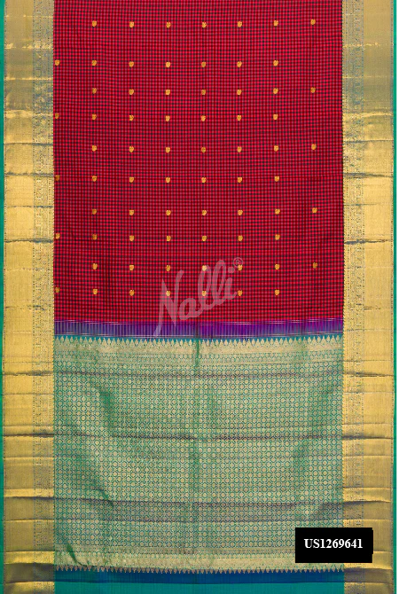 Red and Black Dual Tone Kanchipuram Silk Saree
