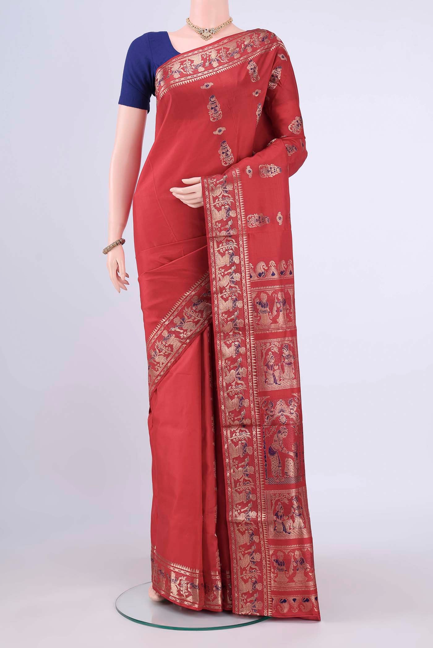 Red Baluchari Silk Saree