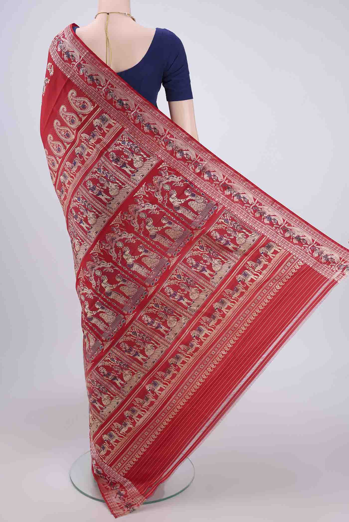 Red Baluchari Silk Saree - Image 3