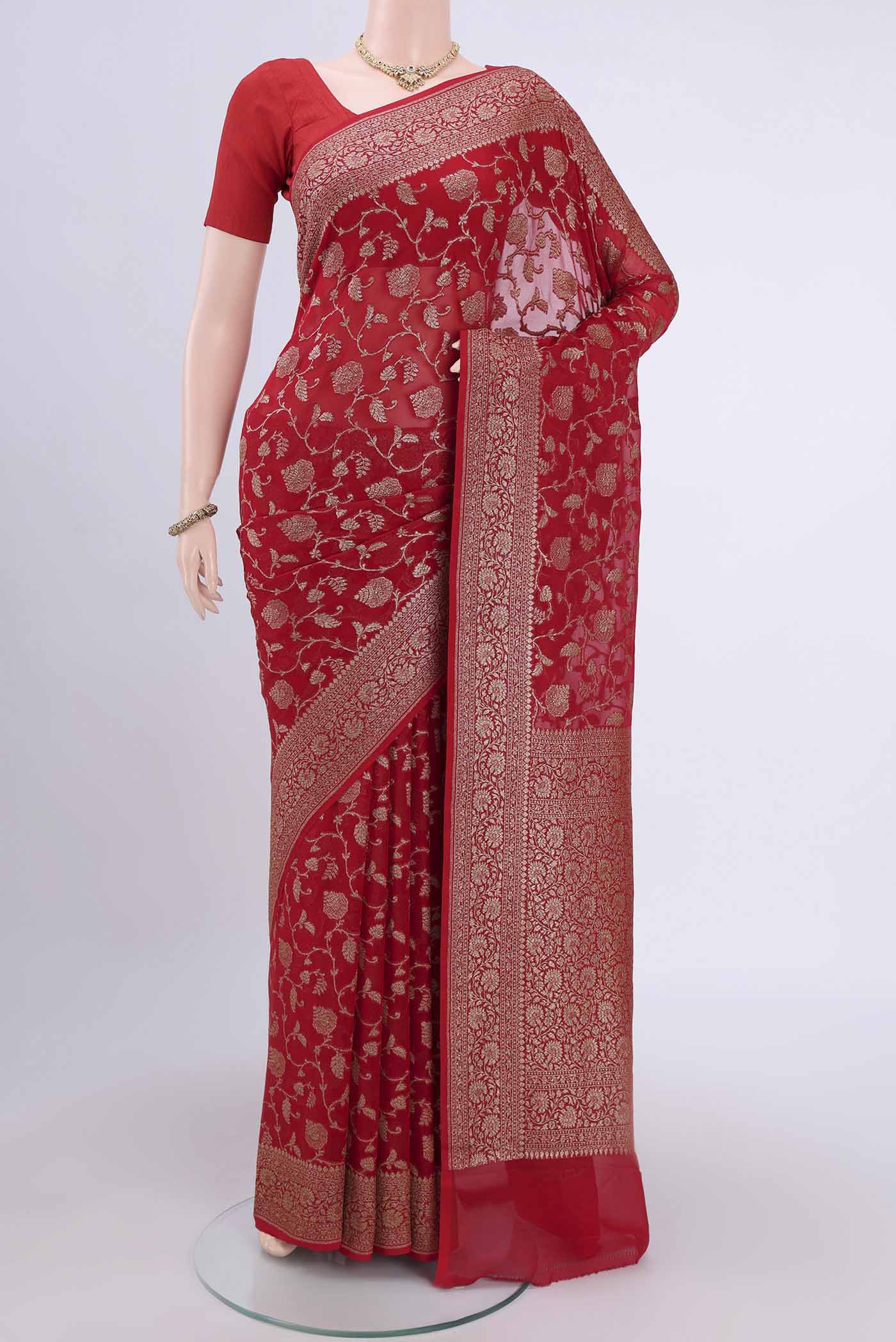Red Banarasi Georgette Saree