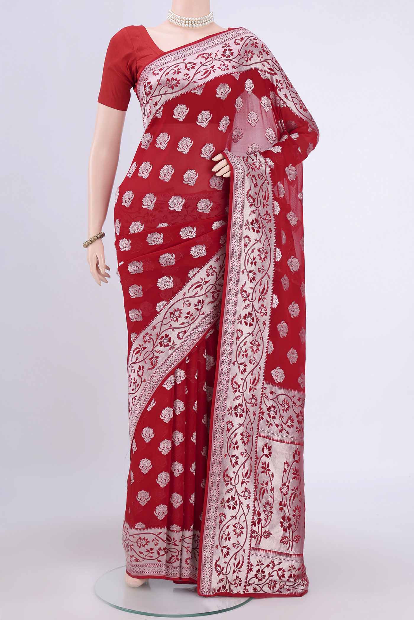 Red Banarasi Georgette Saree