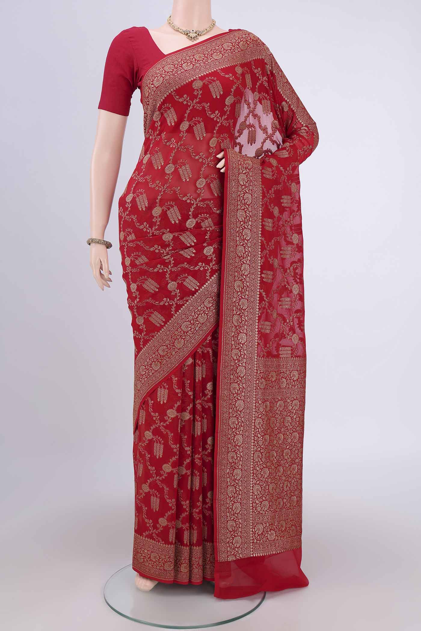 Red Banarasi Georgette Saree