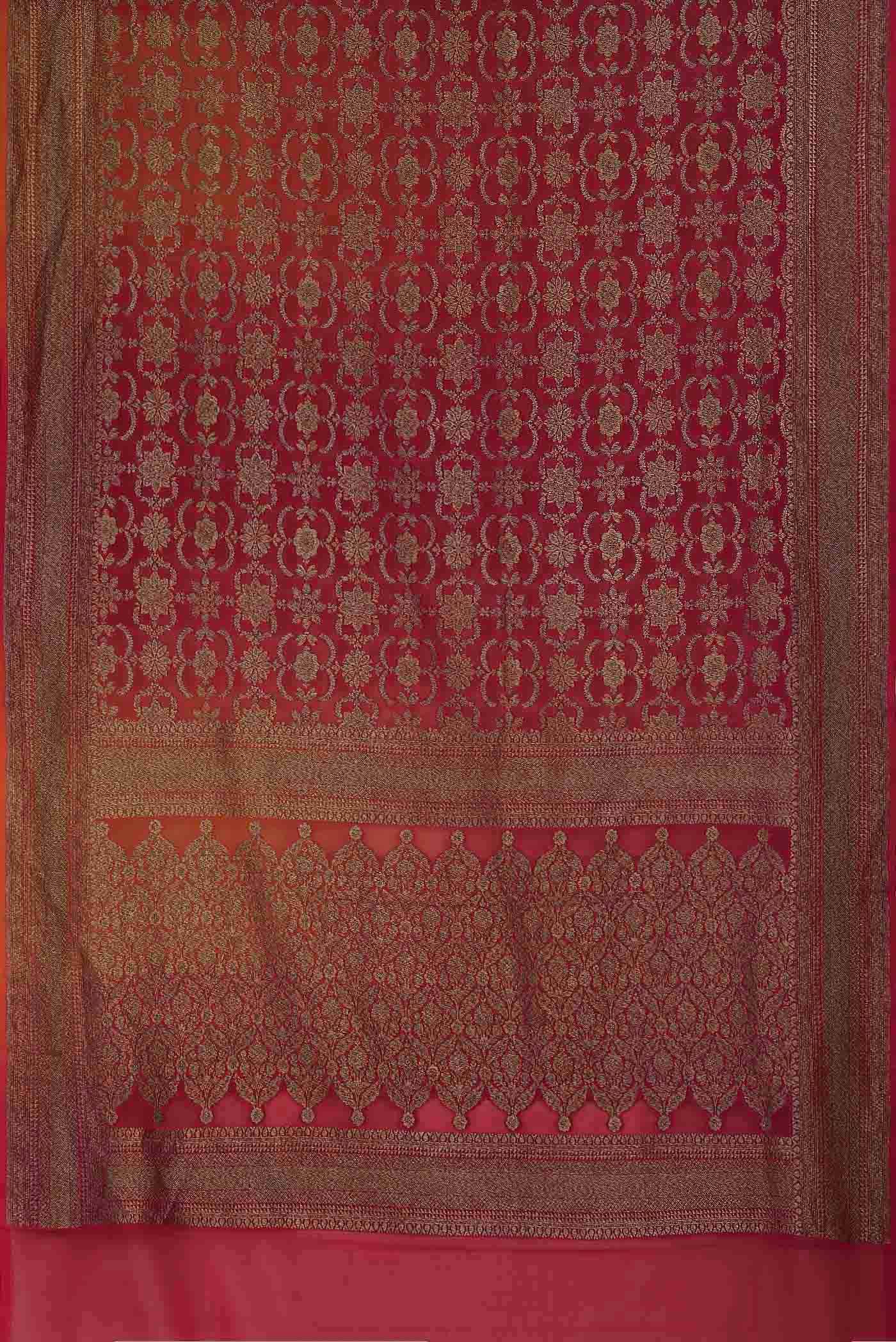 Red Banarasi Georgette Saree - Image 4