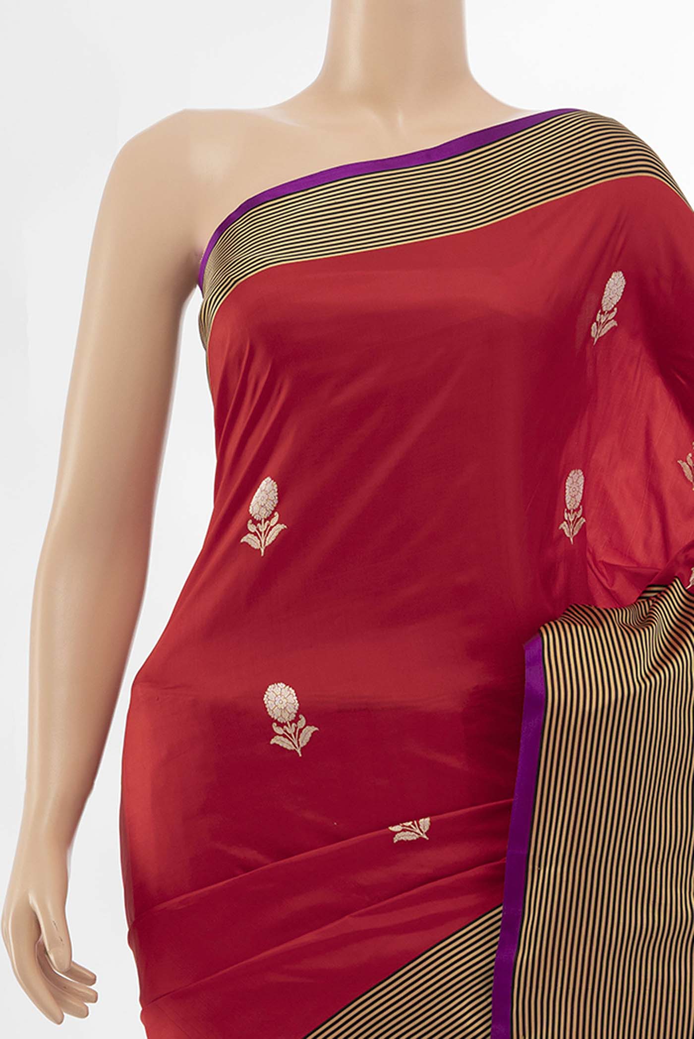 Red Banarasi Katan Silk Saree - Image 2