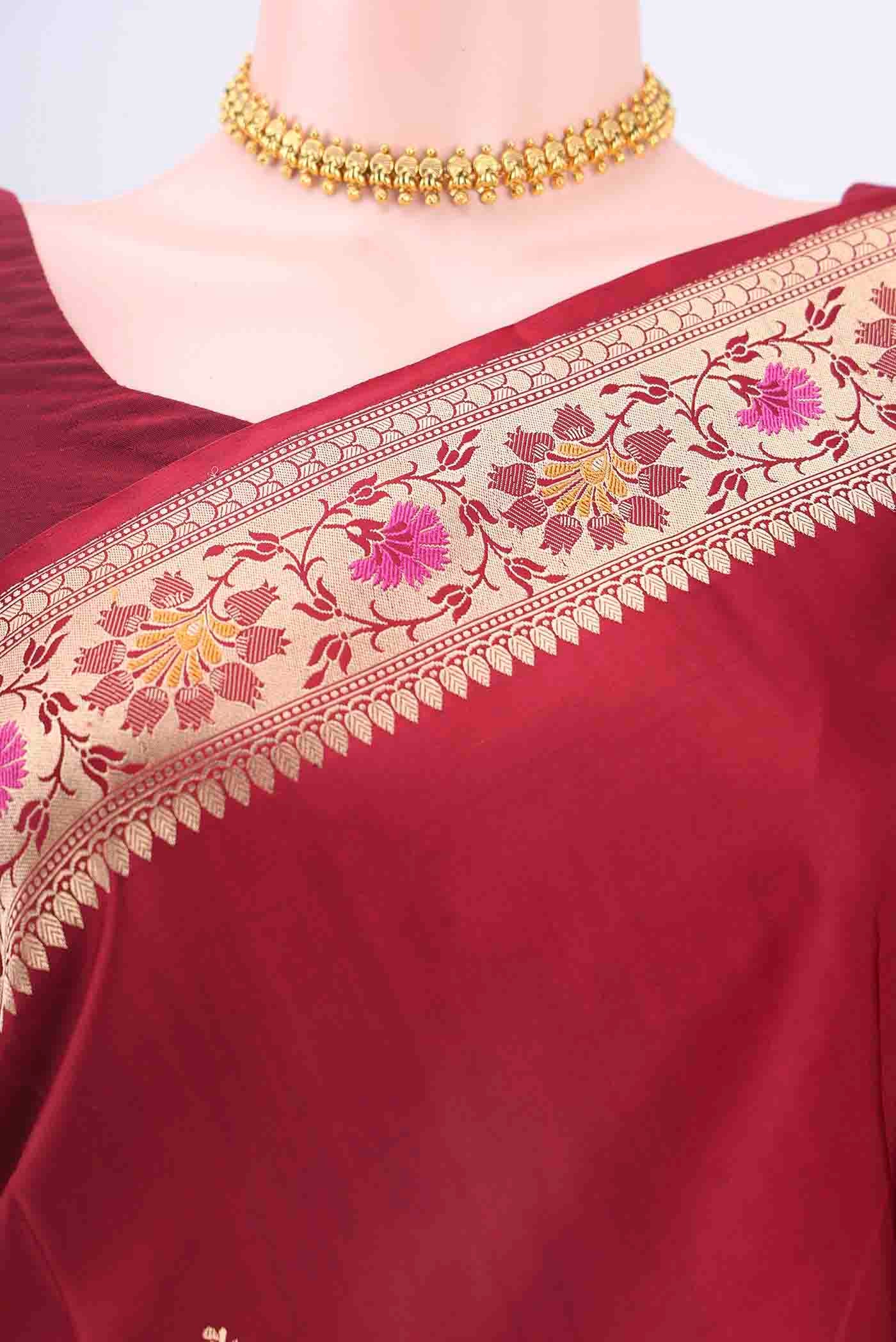 Red Banarasi Katan Silk Saree - Image 2
