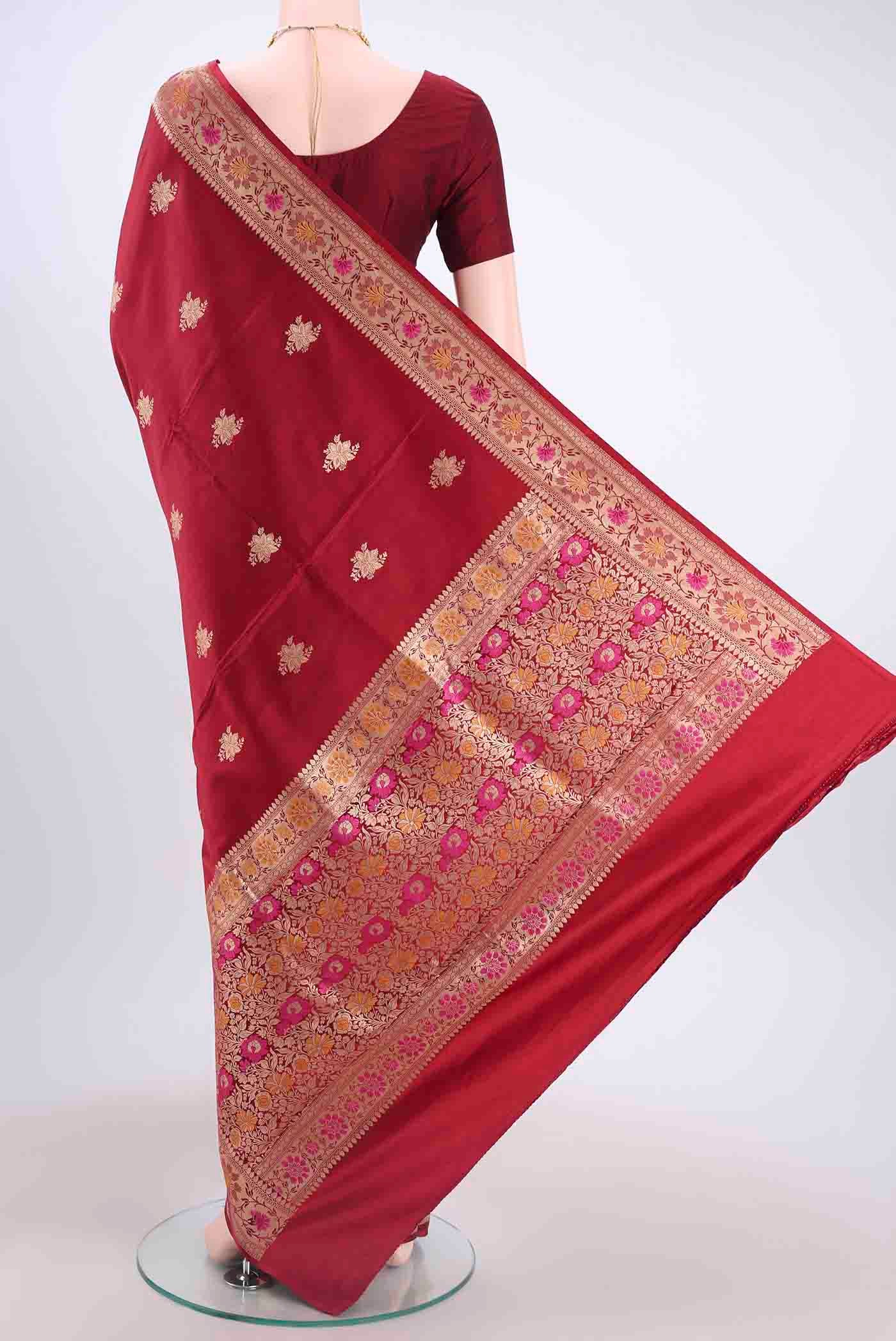Red Banarasi Katan Silk Saree - Image 3