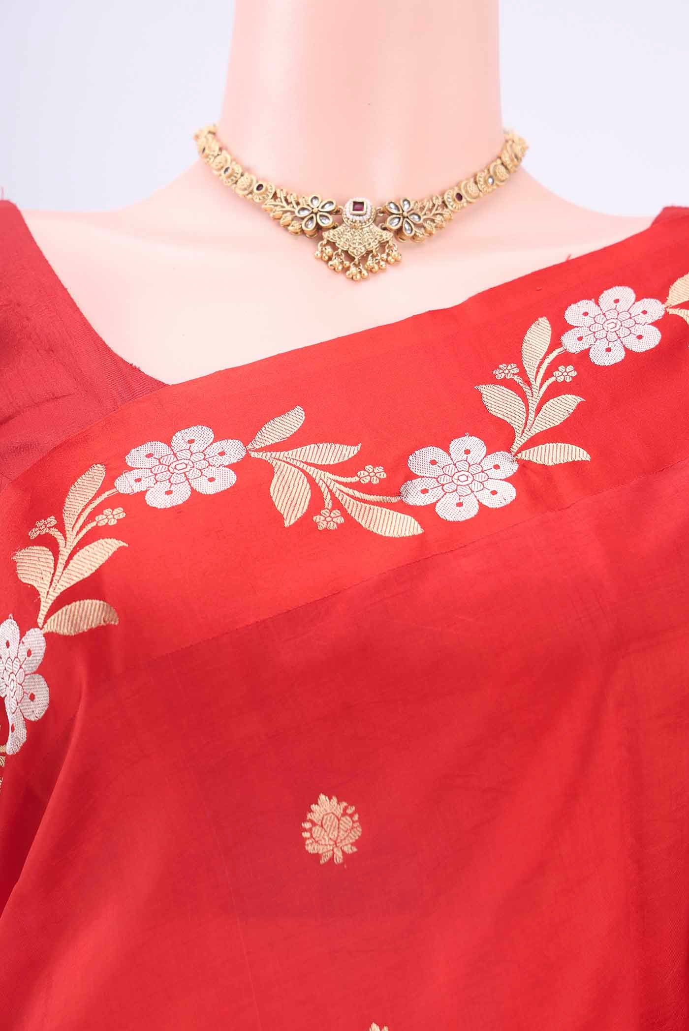 Red Banarasi Katan Silk Saree - Image 2