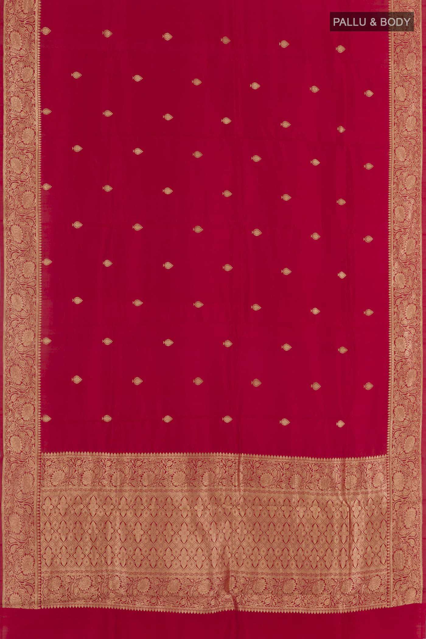 Red Banarasi Katan Silk Saree - Image 3