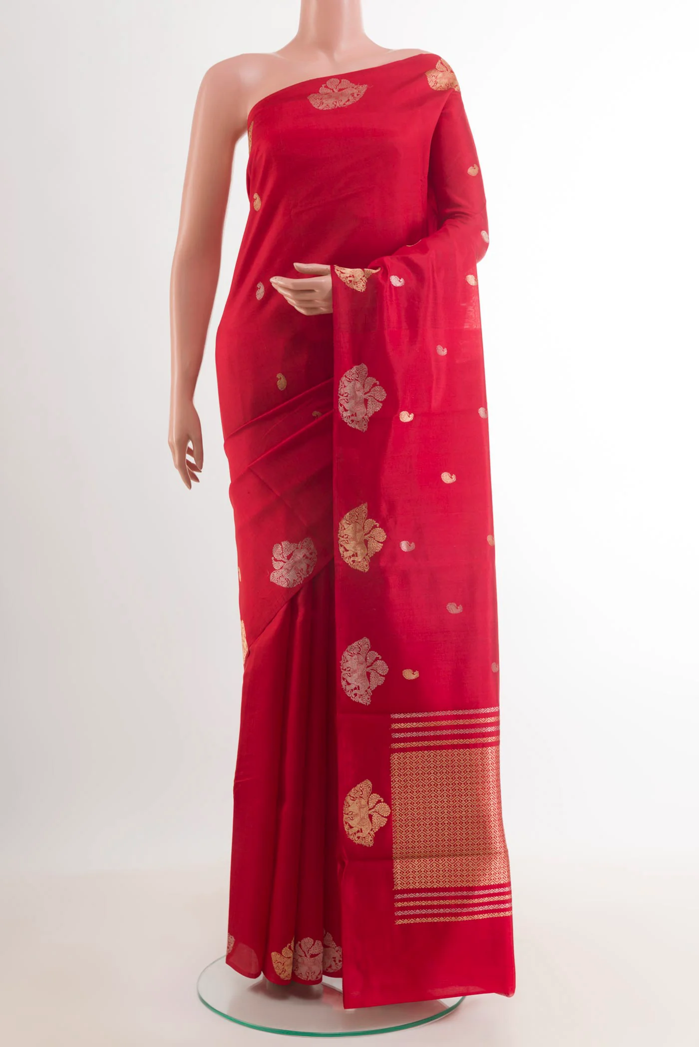 Red Banarasi Katan Silk Saree
