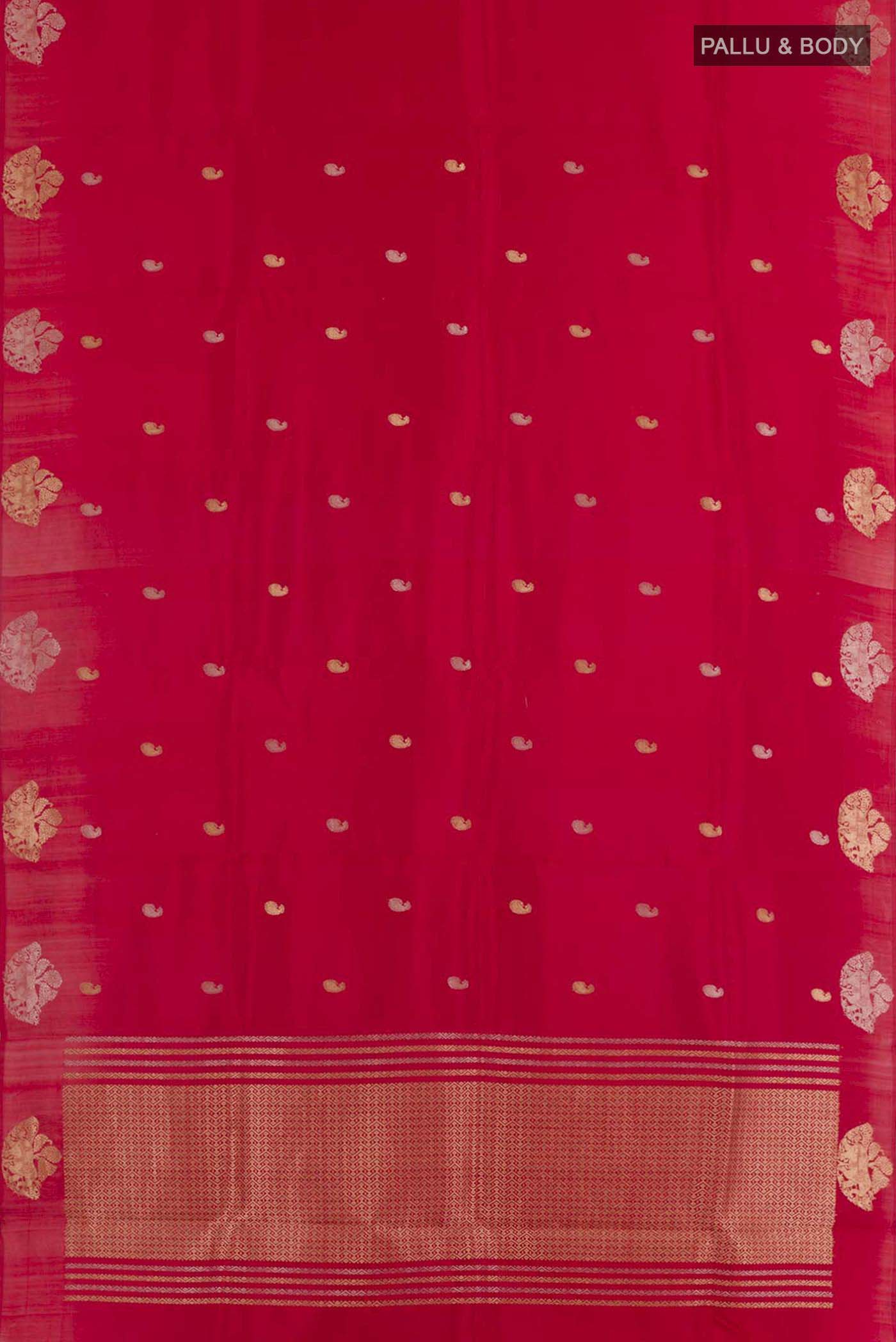 Red Banarasi Katan Silk Saree - Image 3