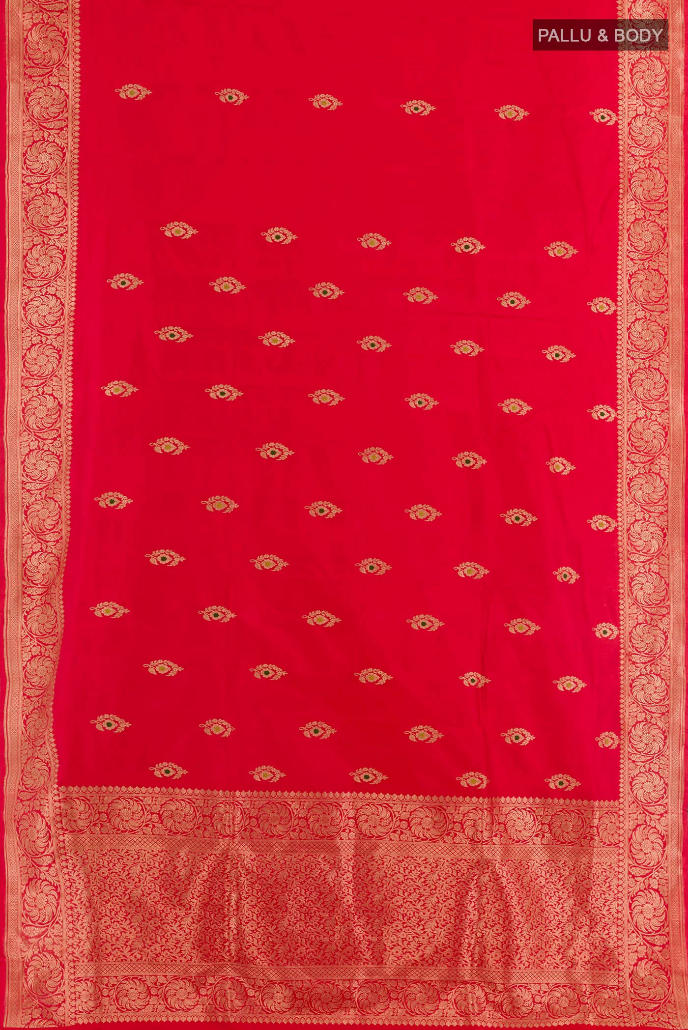 Red Banarasi Katan Silk Saree - Image 3
