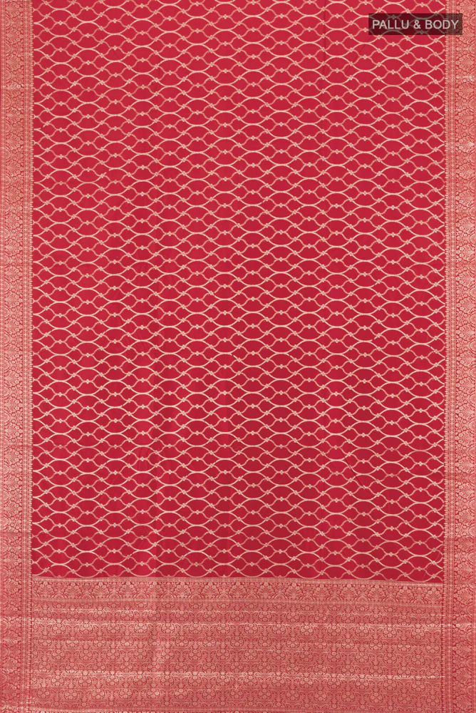 Red Banarasi Raw Silk Saree - Image 5