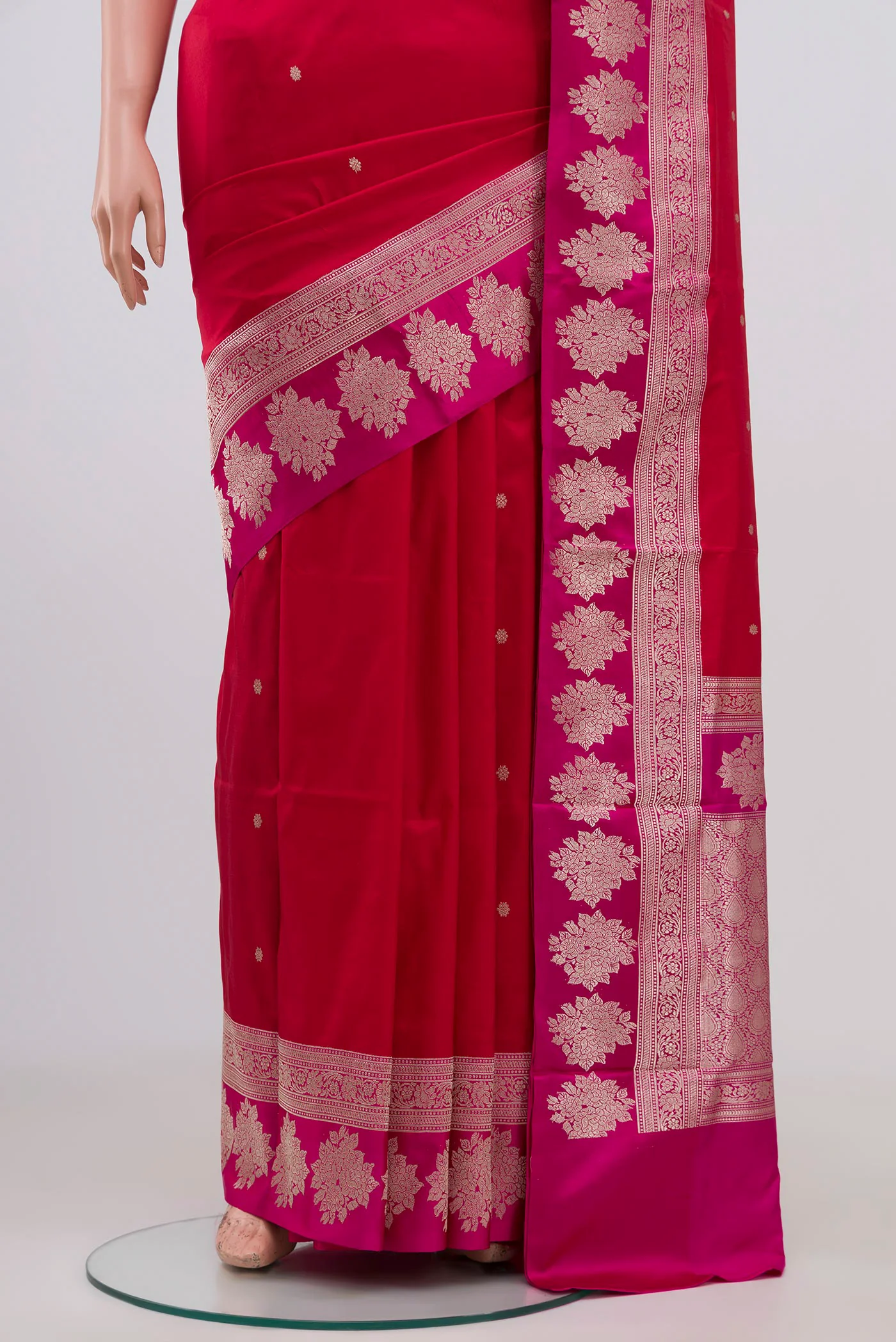 Red Banarasi Katan Silk Saree - Image 3