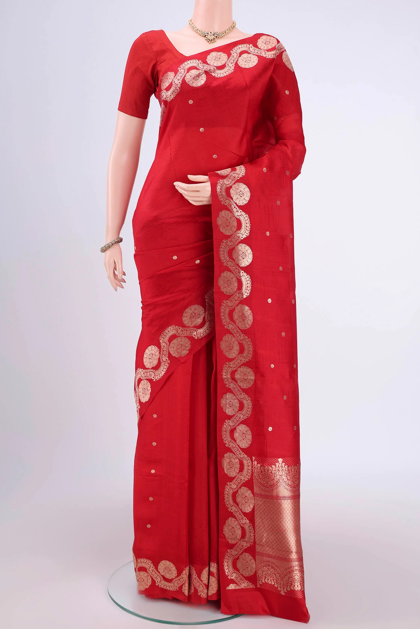 Red Banarasi Katan Silk Saree