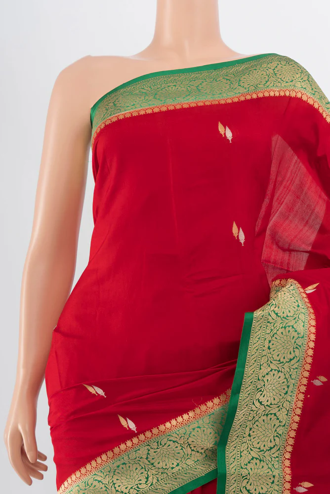 Red Banarasi Katan Silk Saree - Image 2