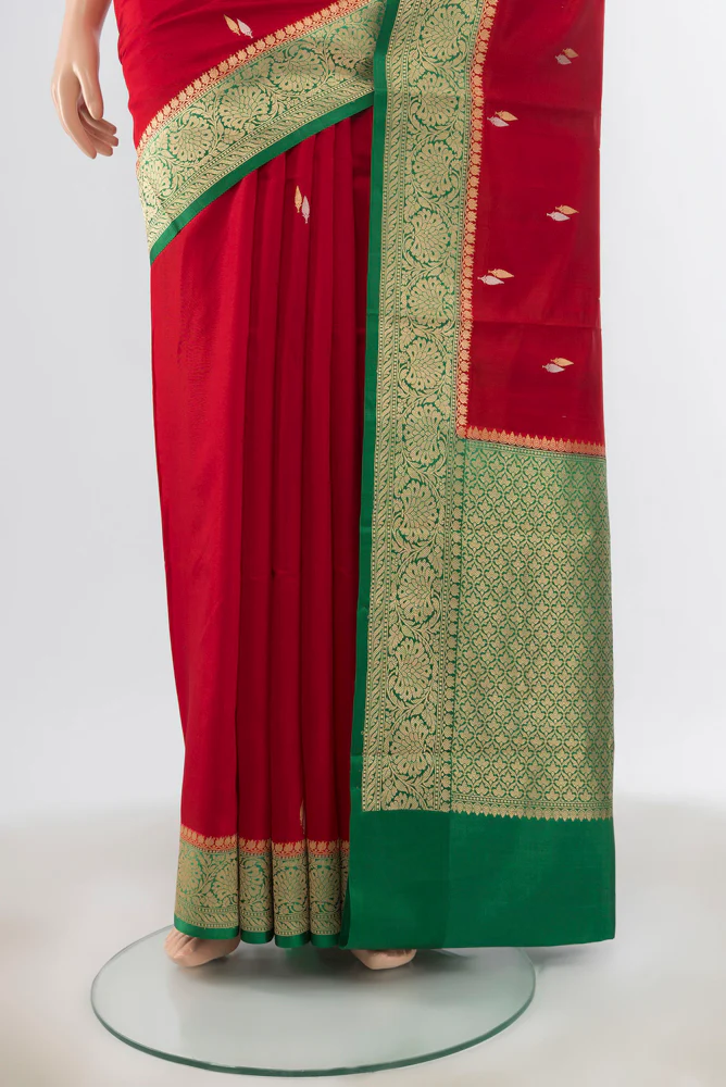 Red Banarasi Katan Silk Saree - Image 3