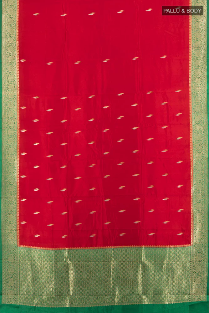 Red Banarasi Katan Silk Saree - Image 5