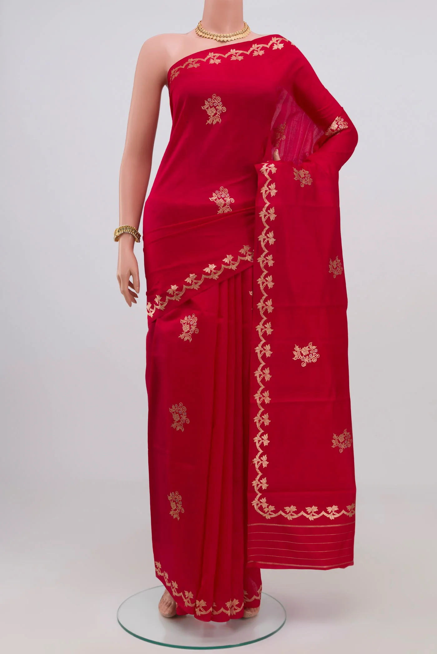 Red Banarasi Katan Silk Saree