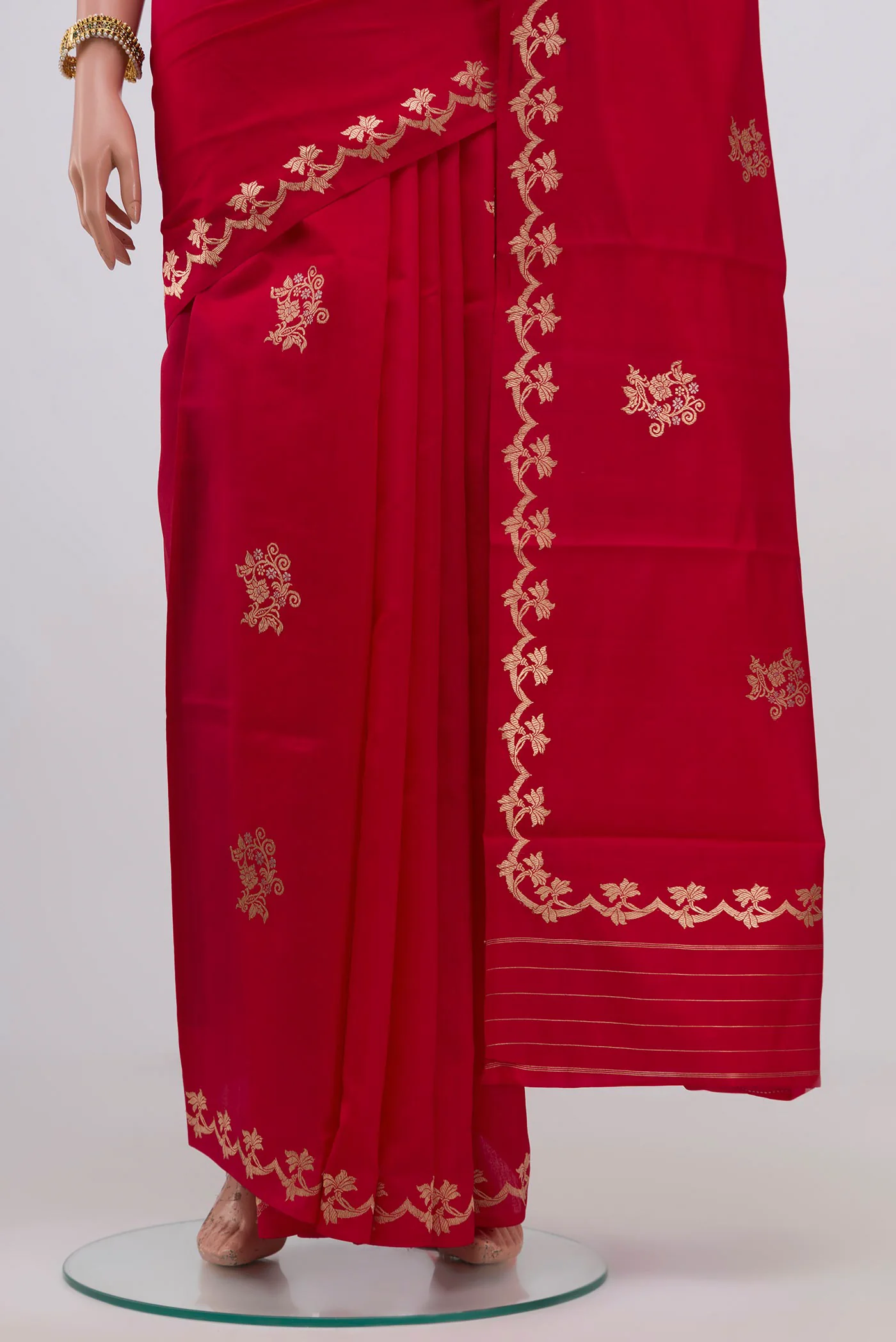 Red Banarasi Katan Silk Saree - Image 3