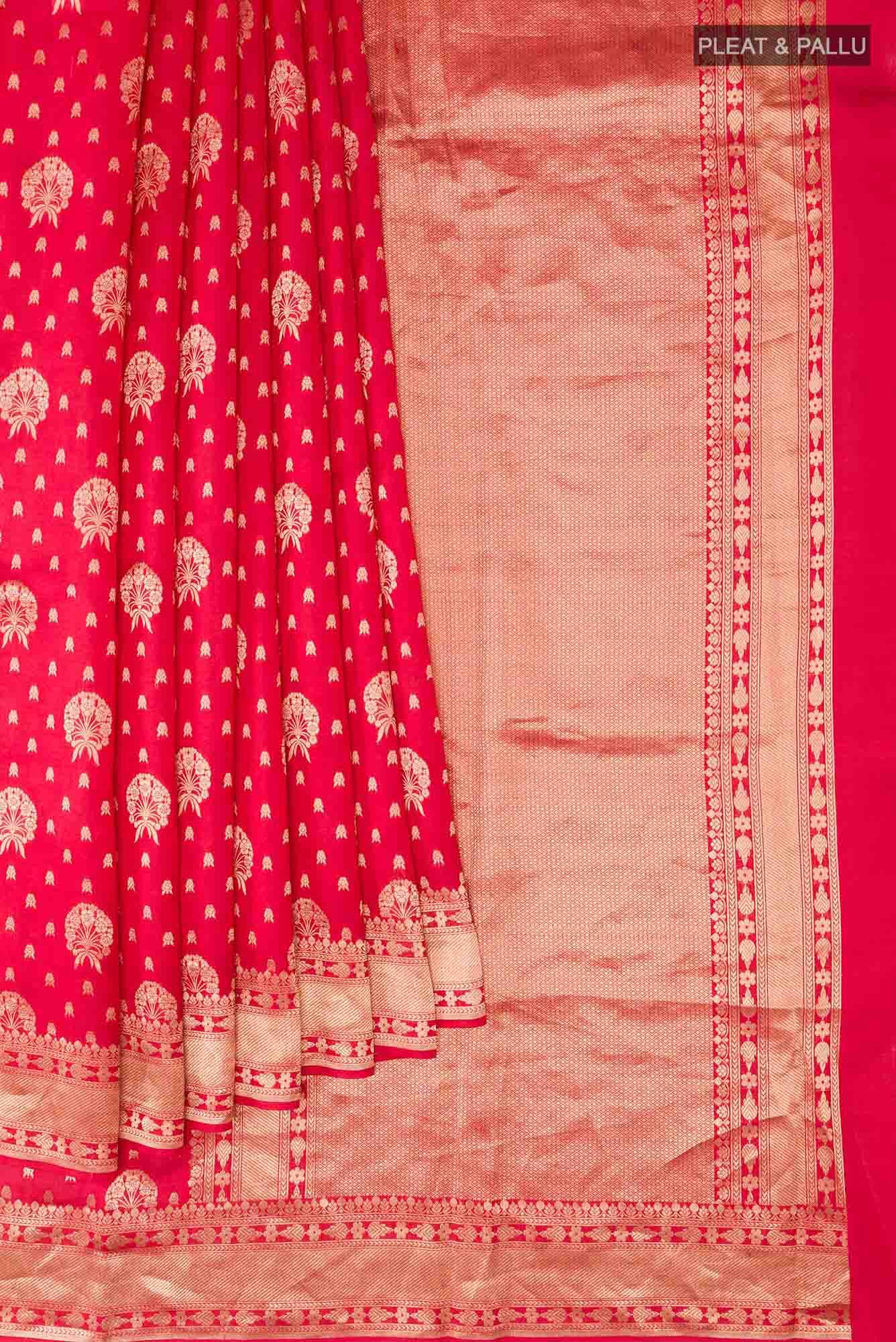 Red Banarasi Kora Silk Saree - Image 2