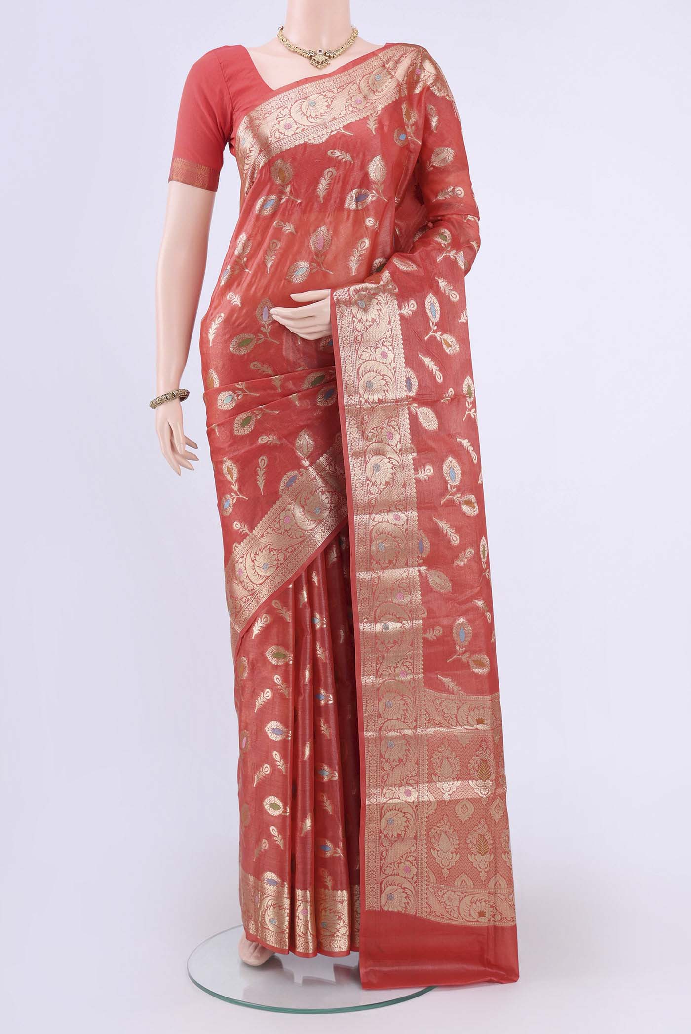 Red Banarasi Raw Silk Saree