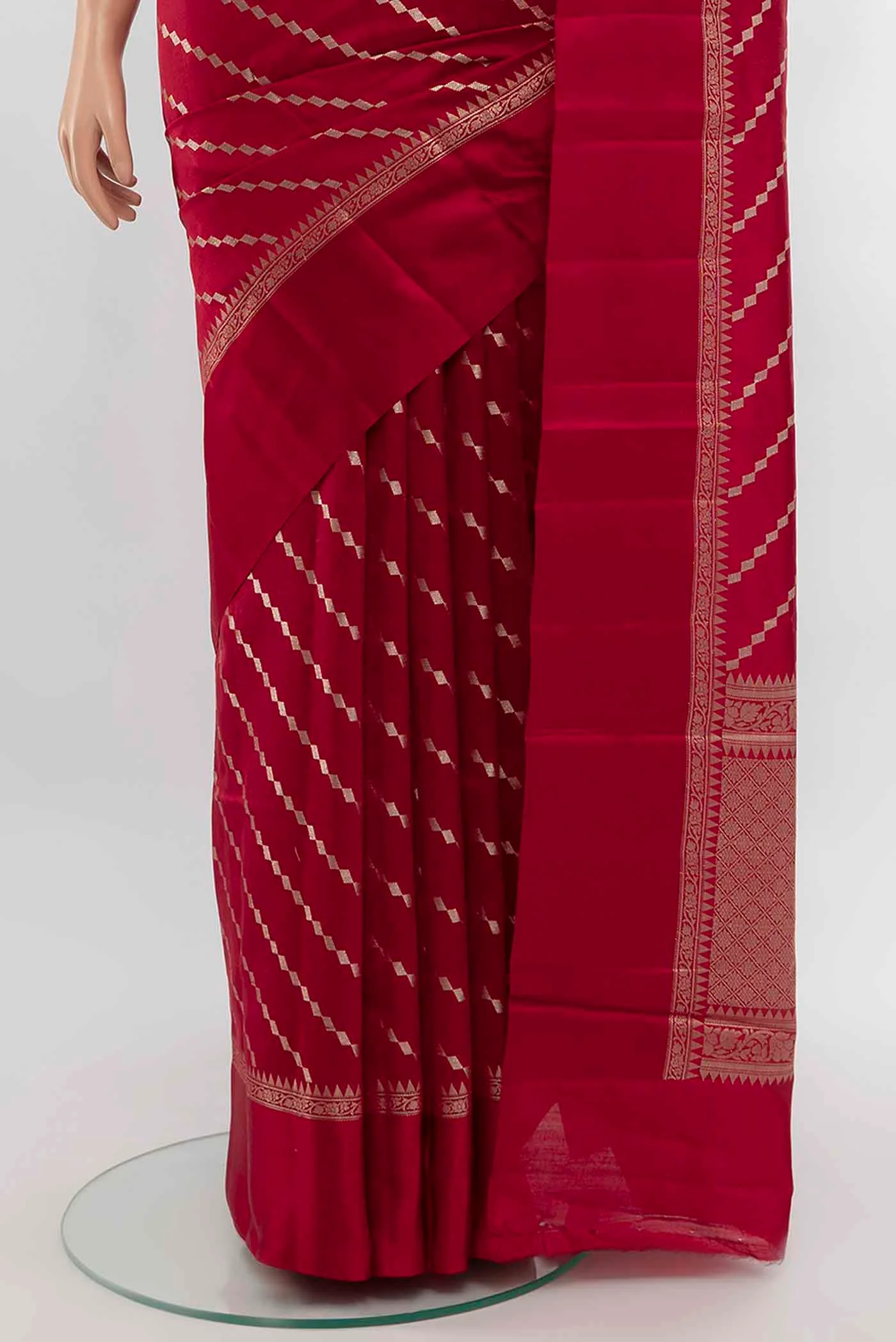 Red Banarasi Raw Silk Saree - Image 3