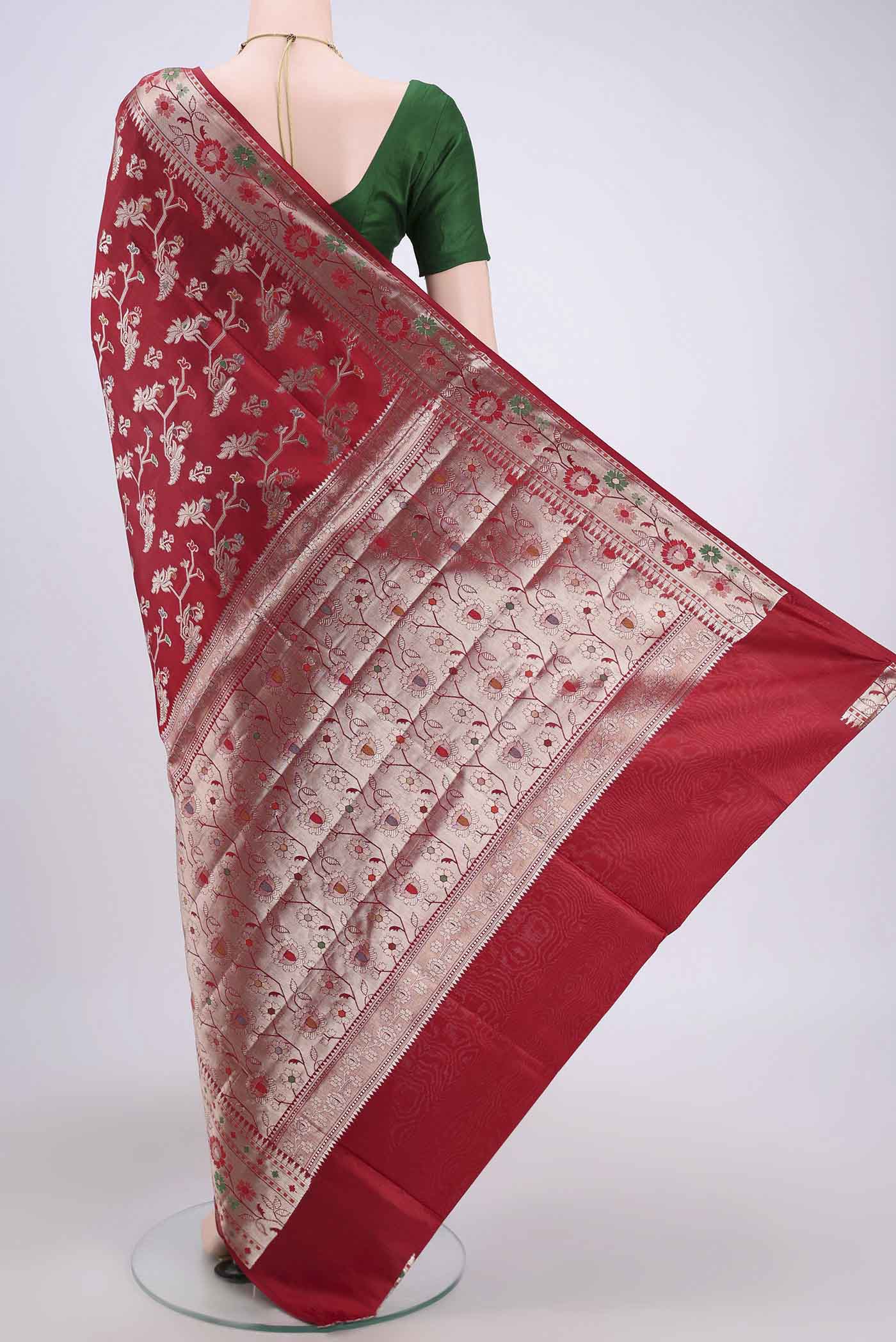 Red Banarasi Raw Silk Saree - Image 2