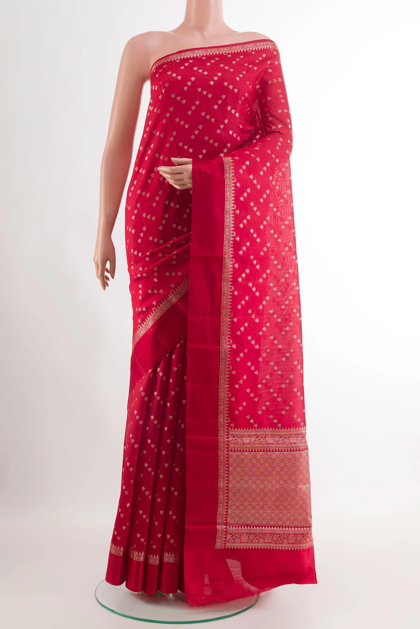 Red Banarasi Raw Silk Saree