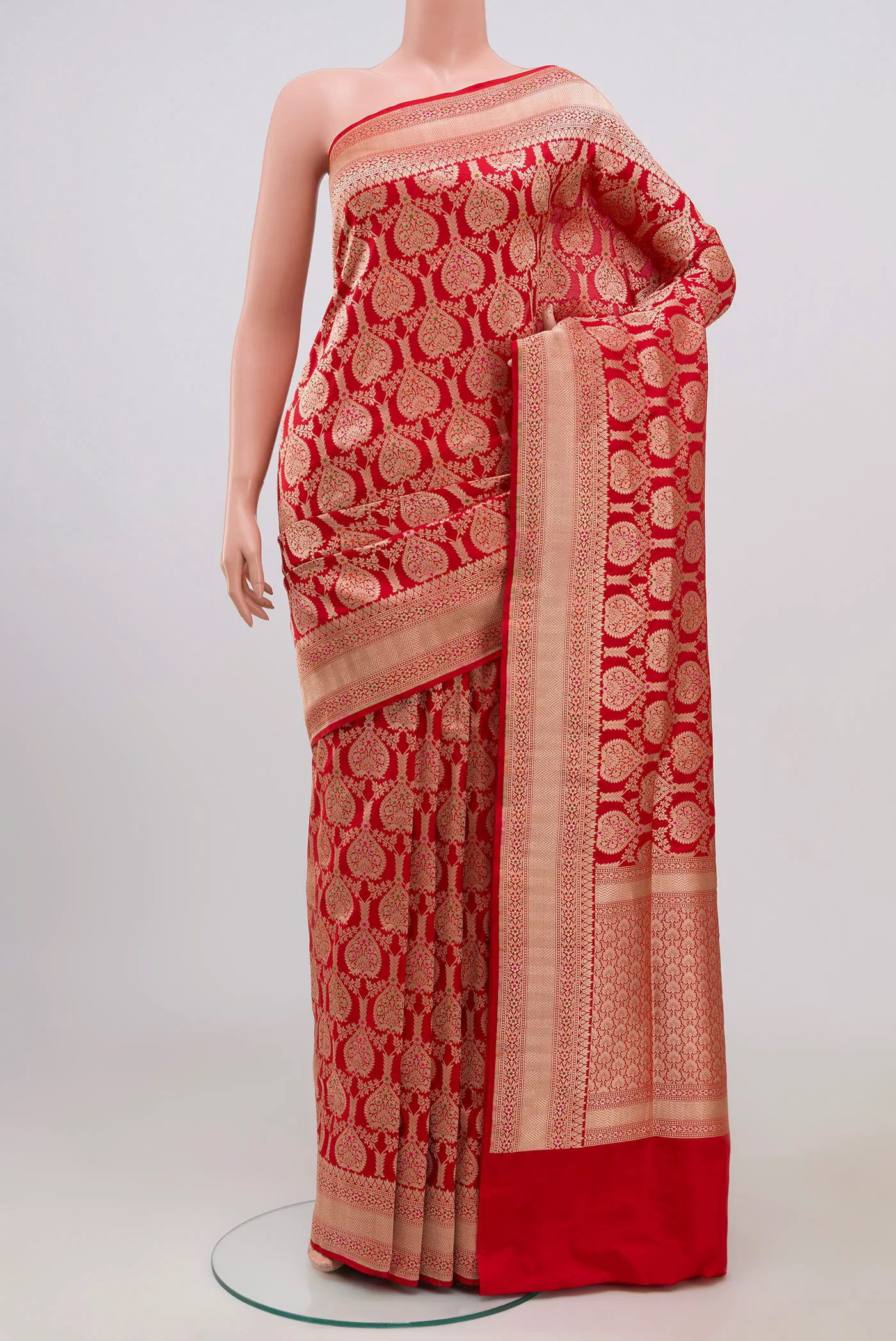 Red Banarasi Silk Saree - Image 2