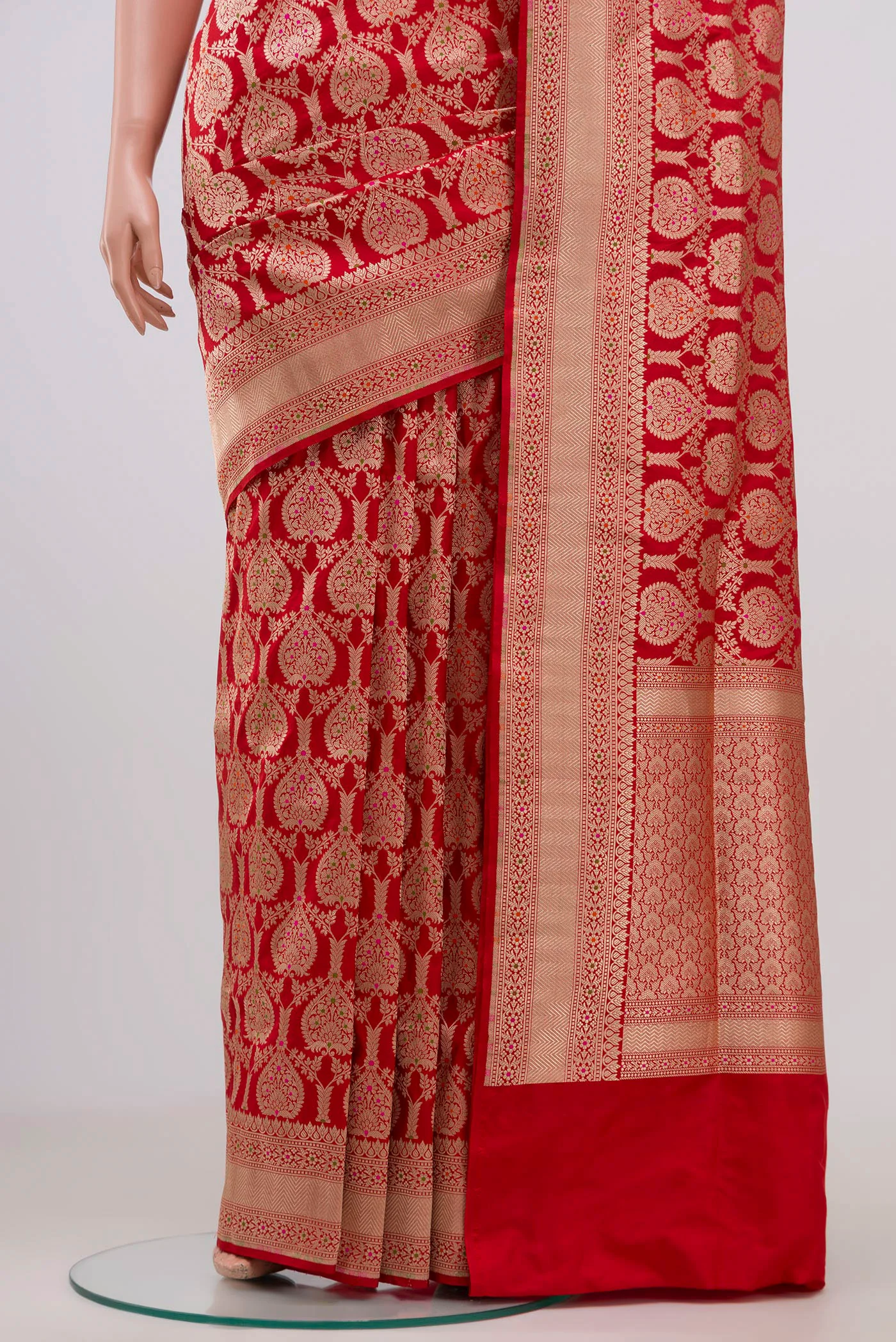 Red Banarasi Silk Saree - Image 4