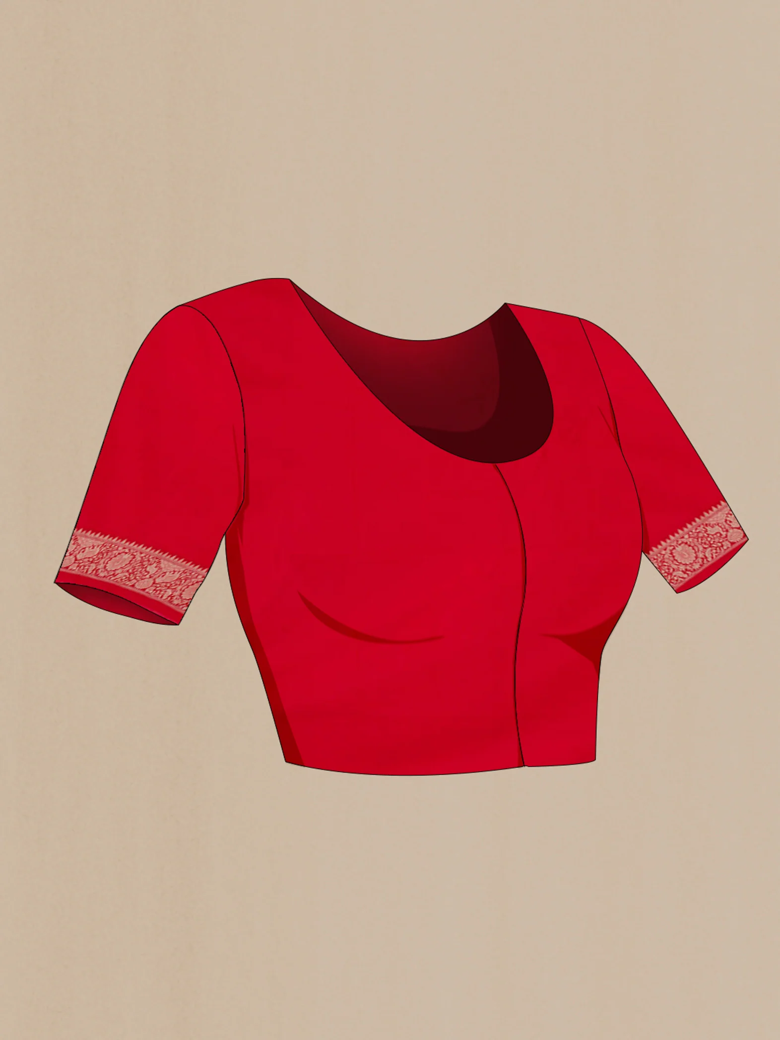 Red Banarasi Silk Saree - Image 4