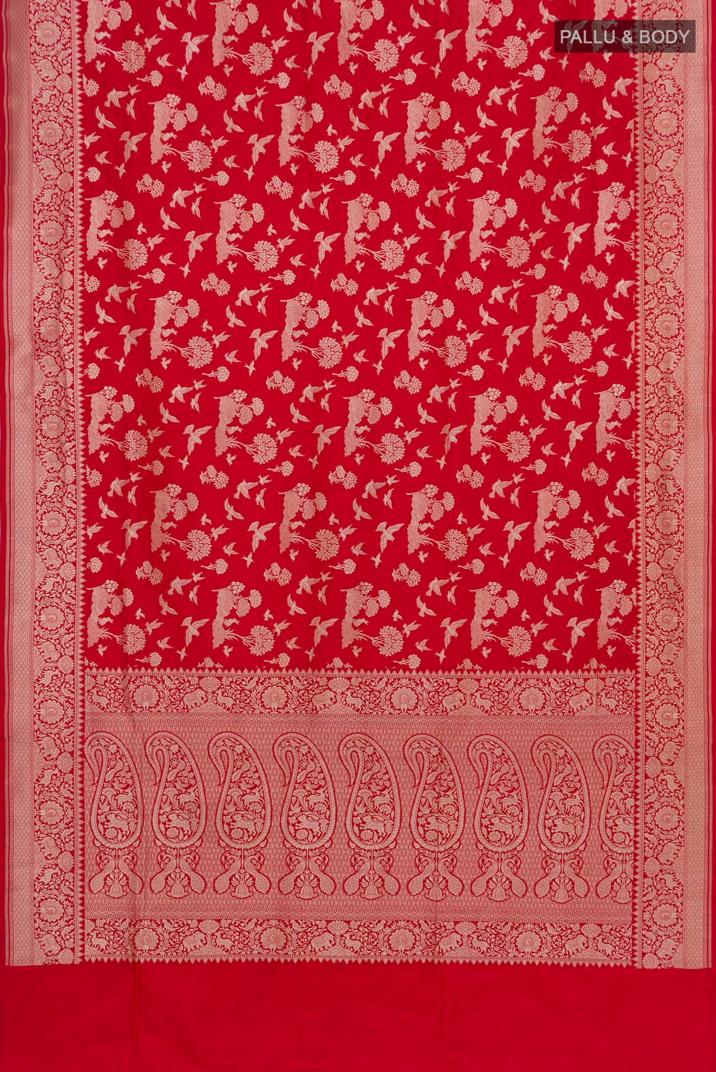 Red Banarasi Silk Saree - Image 5