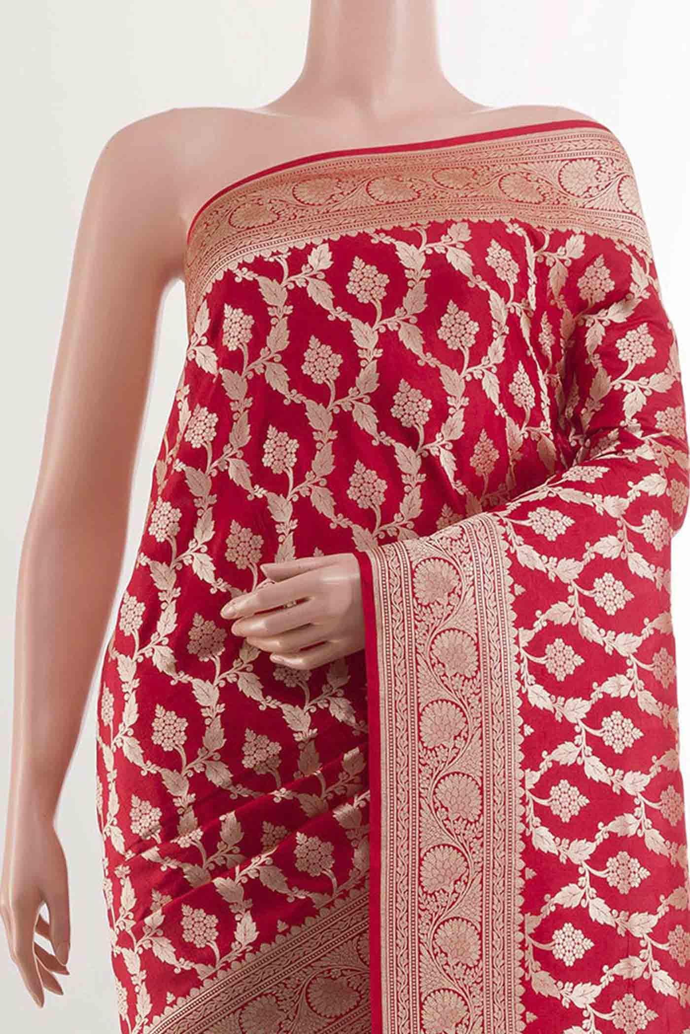 Red Banarasi Silk Saree - Image 2