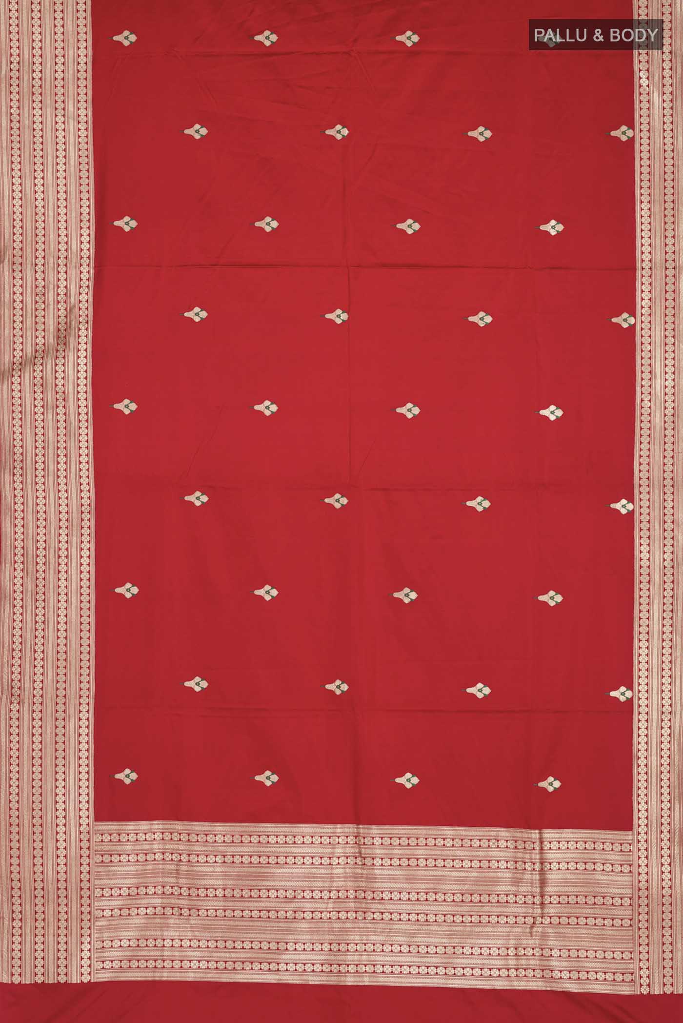 Red Banarasi Silk Saree - Image 6