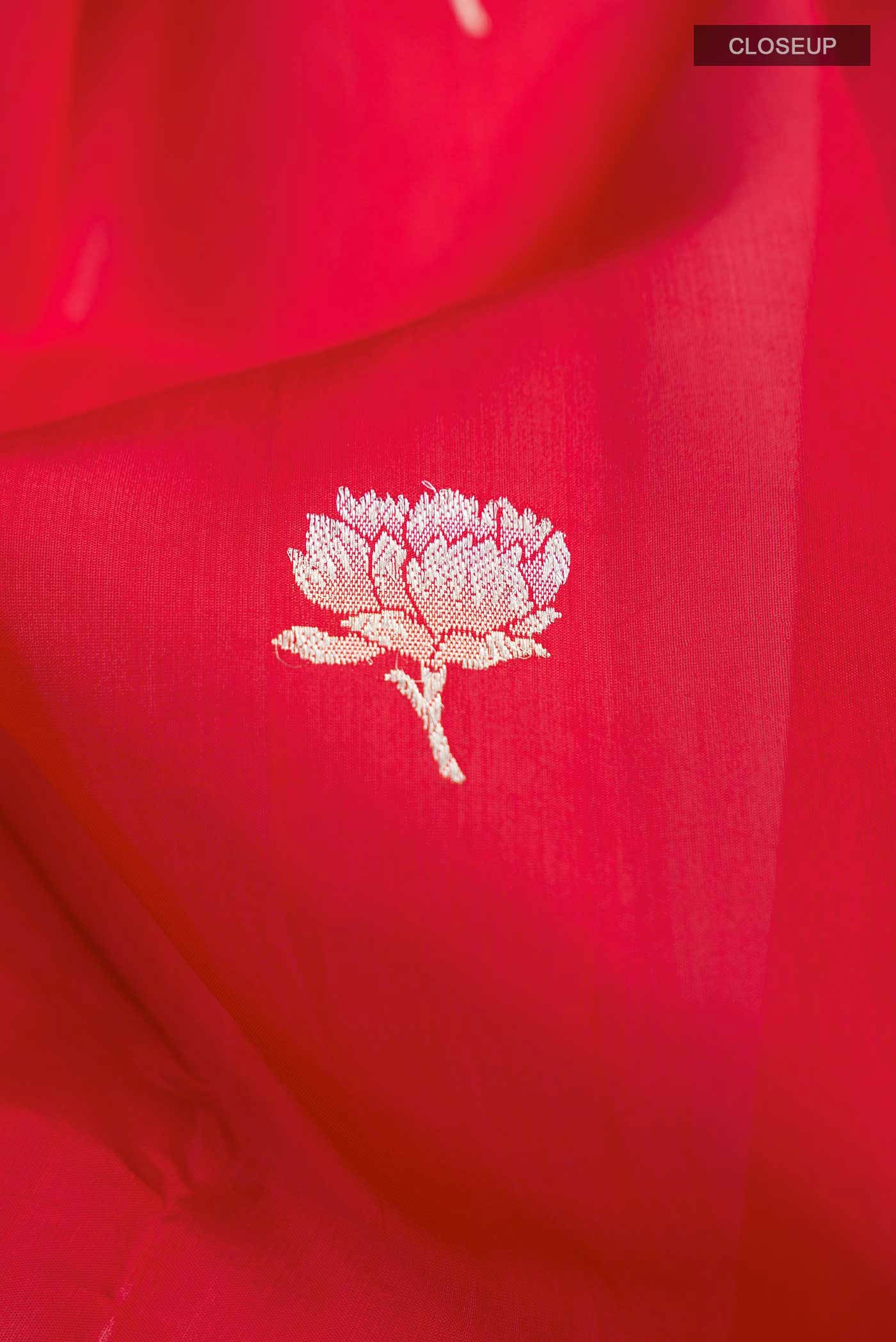 Red Banarasi Silk Saree - Image 2