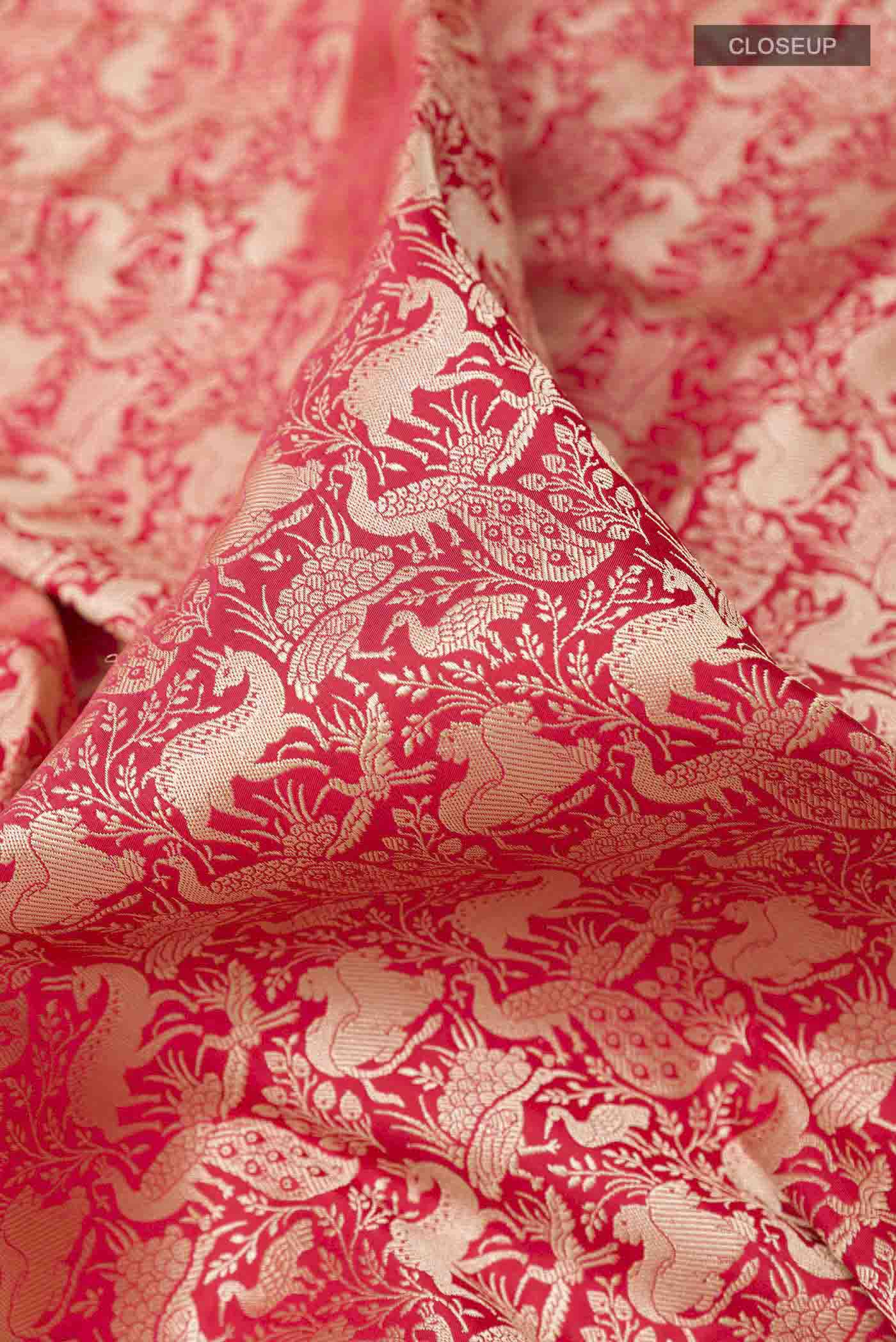 Red Banarasi Silk Saree - Image 2