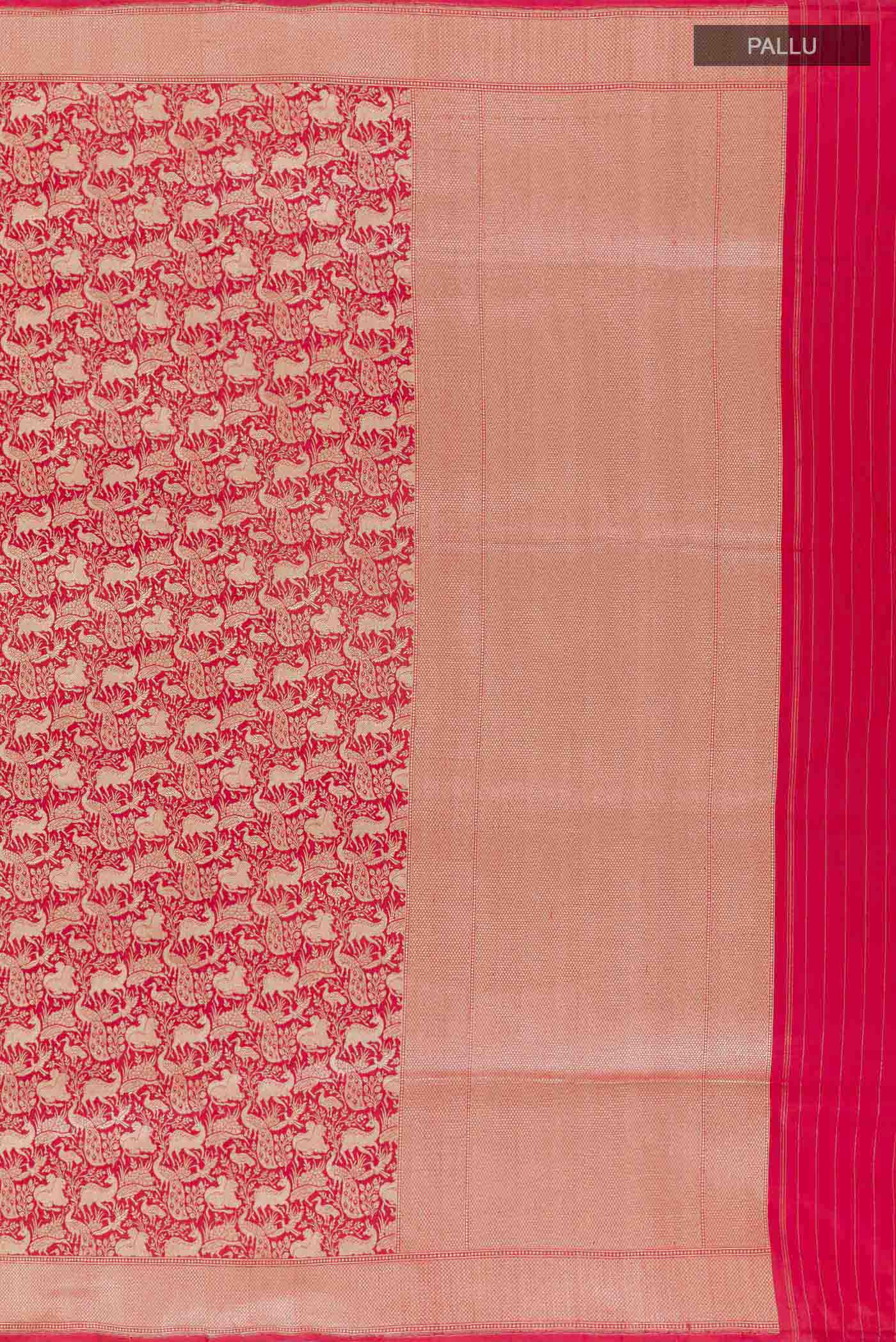 Red Banarasi Silk Saree - Image 7