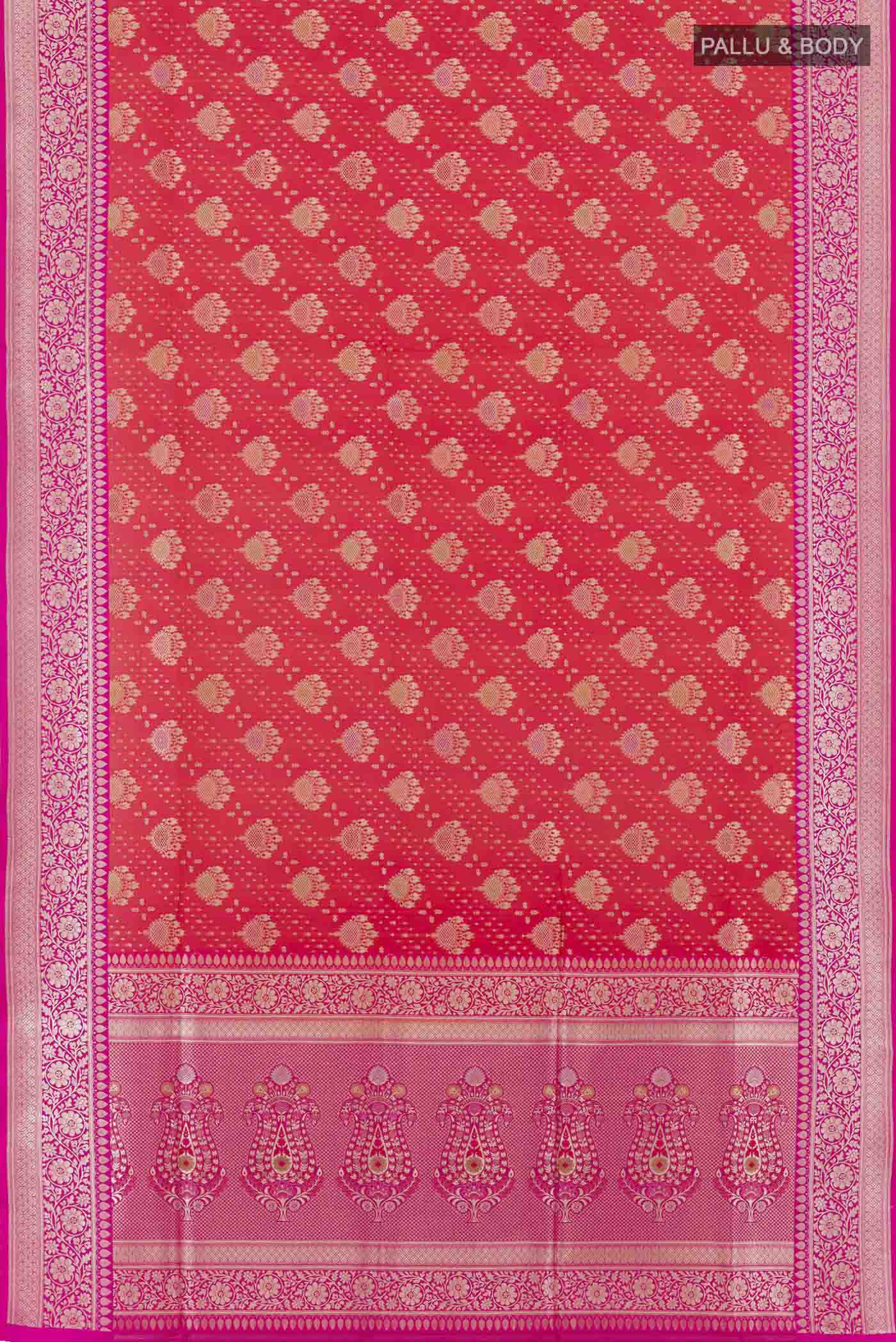 Red Banarasi Silk Saree - Image 6