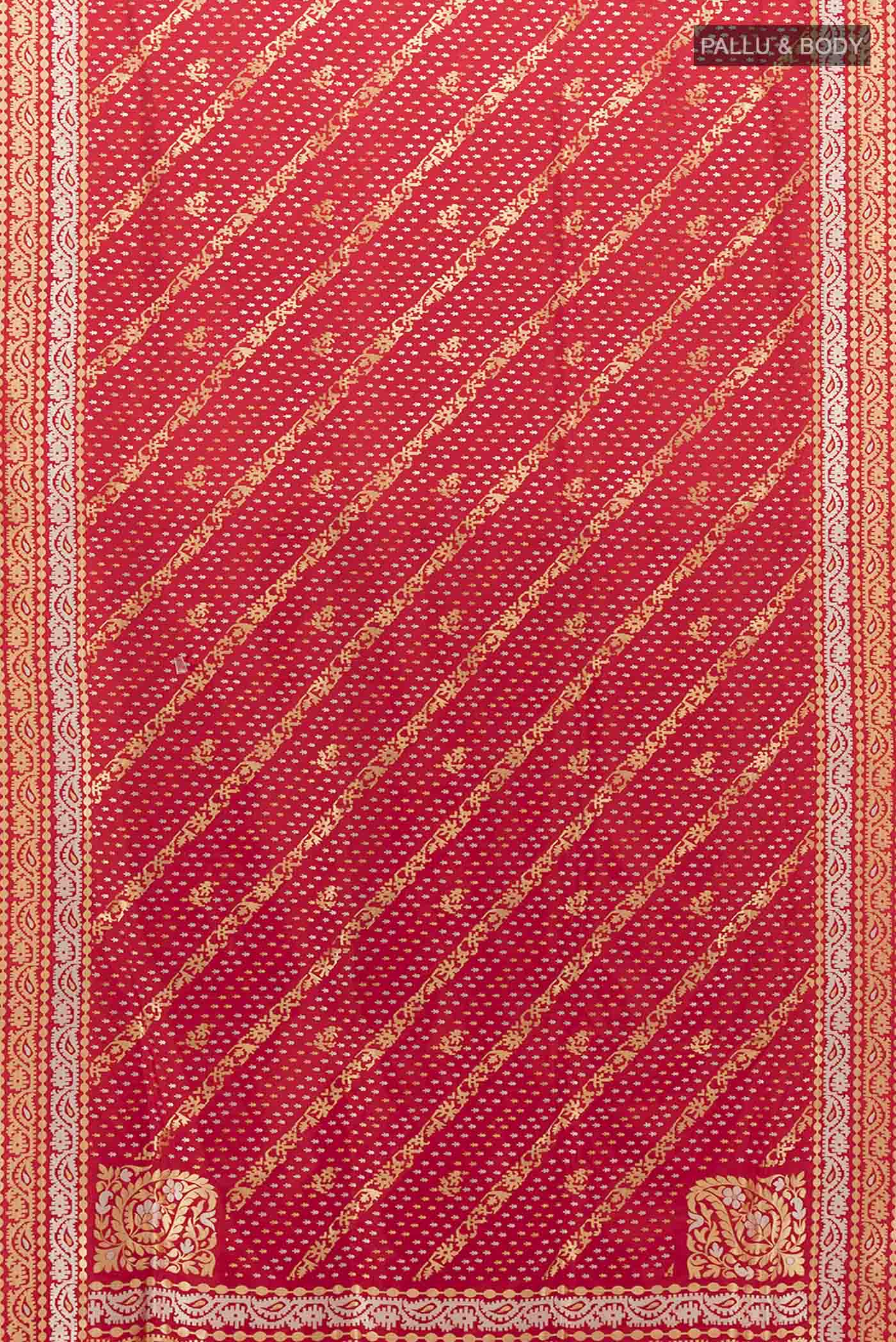 Red Banarasi Silk Saree - Image 5