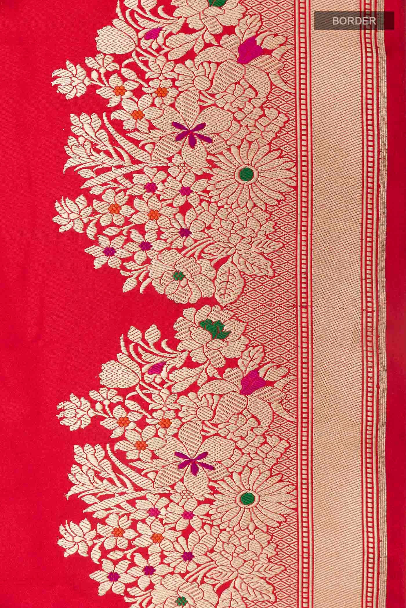 Red Banarasi Silk Saree - Image 3