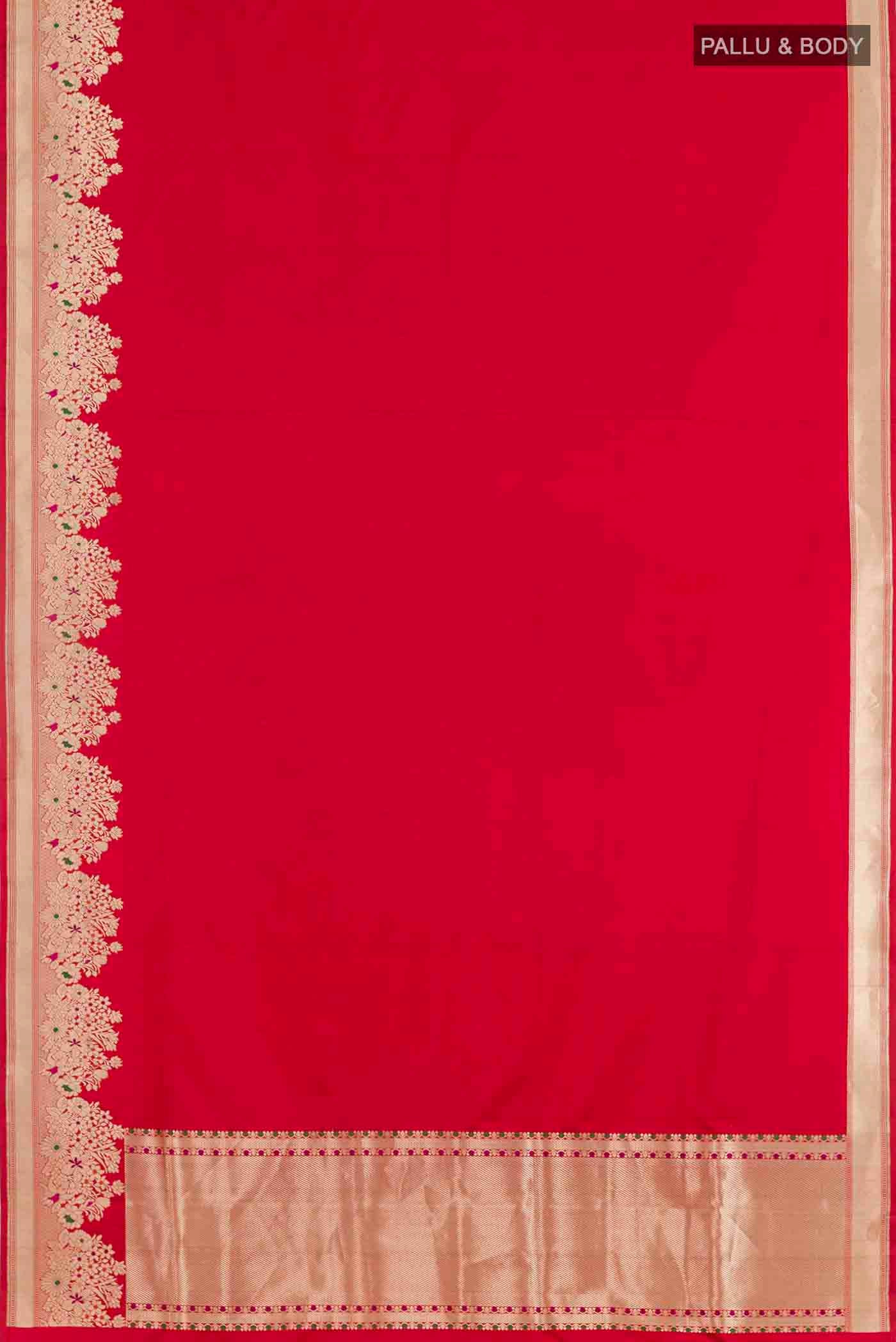 Red Banarasi Silk Saree - Image 6